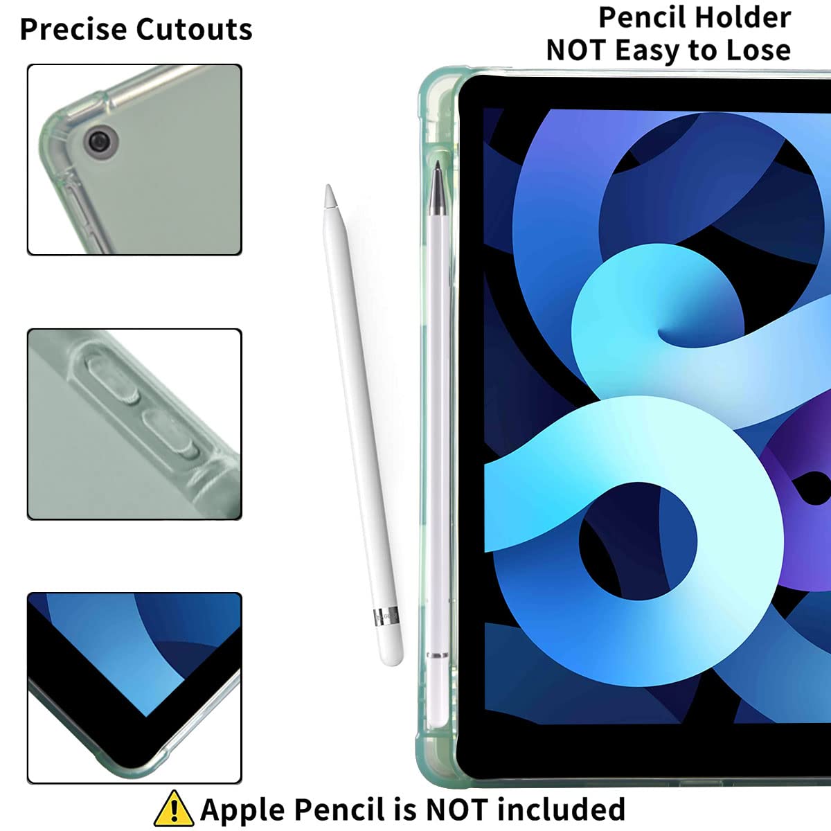 Maycari Abstract Line Art Sage Green Case For Ipad 9.7 Inch 2017/2018 With Pencil Holder, Aesthetic Ipad 5Th/6Th Generation Prot