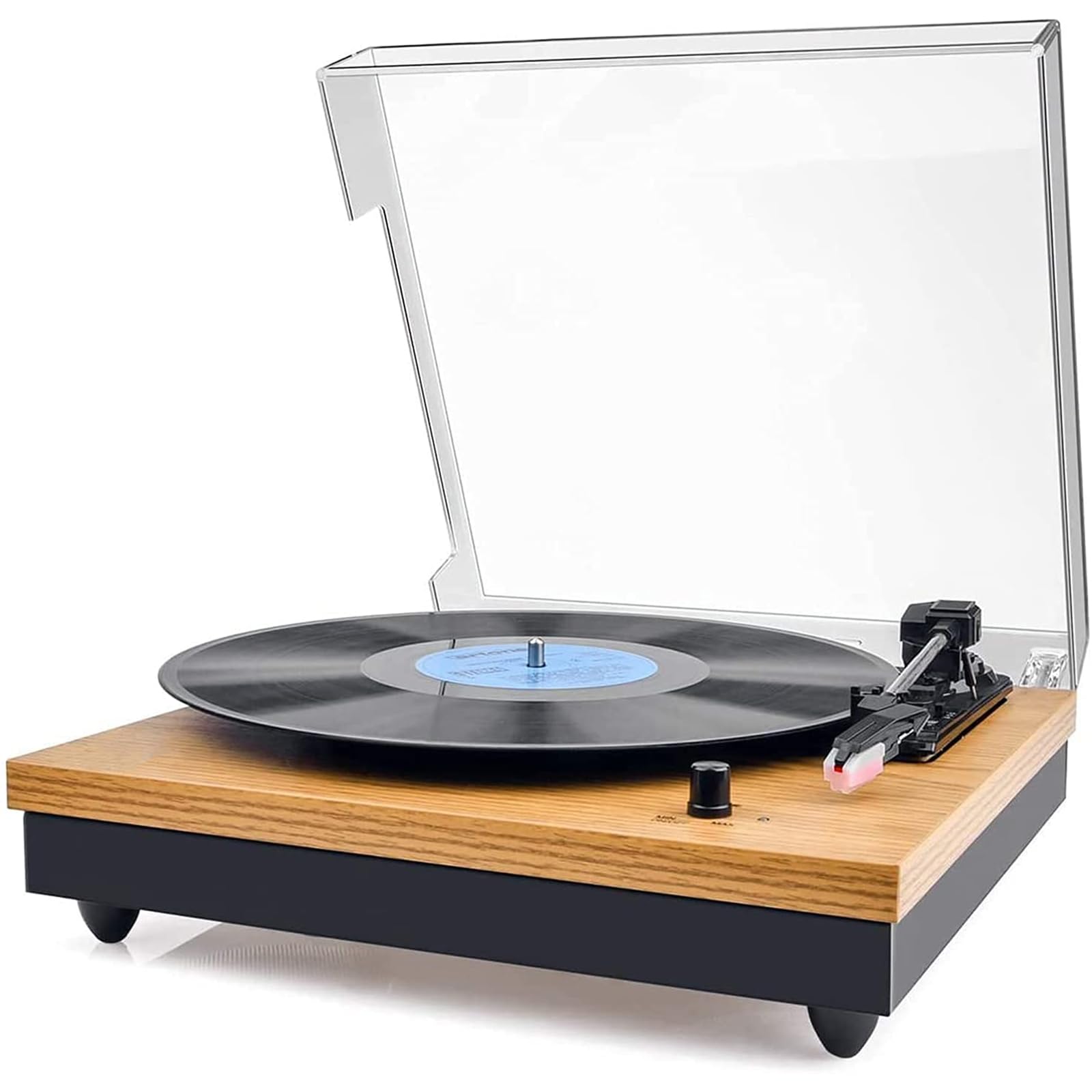 Record Player, Popsky Vintage Turntable 3 Speed Bluetooth Record Player With Speaker, Portable Lp Vinyl Player, Rca Jack, Natura