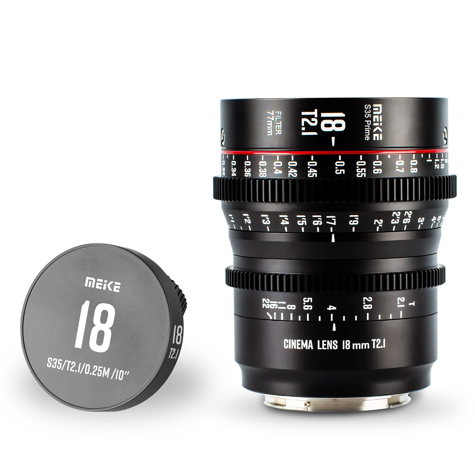 Meke 18Mm T2.1 Super 35 Prime Manual Focus Cinema Lens For Ef Mount Cine Camera Compatible With C200 C300 Ii, Red Komodo, Bmpcc