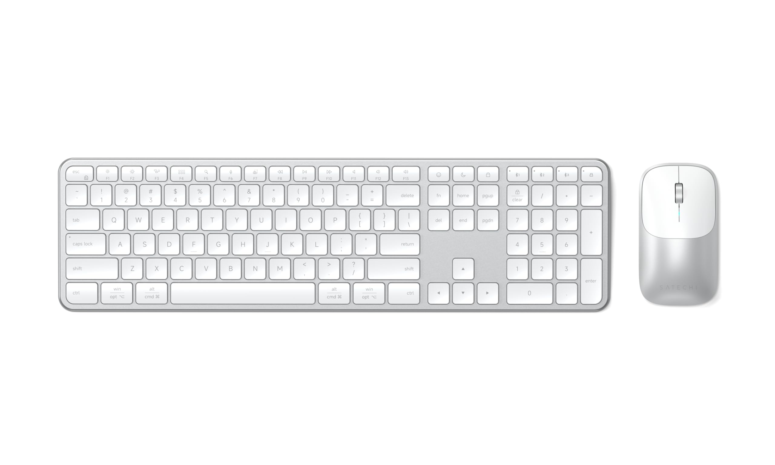 Satechi Slim CEX3 Wireless Keyboard & Mouse Combo, Bluetooth, Silver