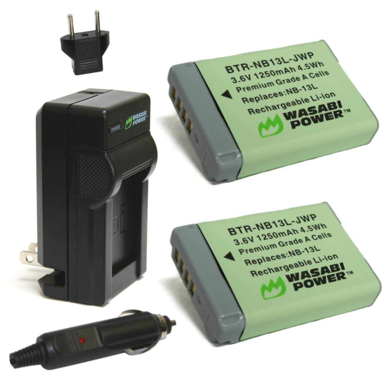 Wasabi Power Nb 13L Battery (2 Pack) And Charger For Canon Powershot G1 X Mark Iii, G5 X, G5 X Mark Ii, G7 X, G7 X Mark Ii, G7 X