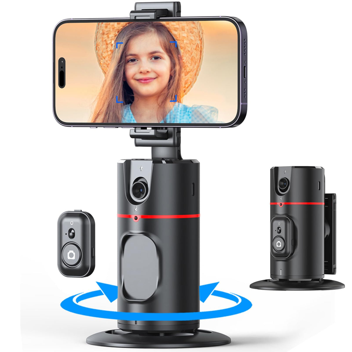 Mqouny Auto Tracking Phone Holder,360 Rotation Phone Camera Mount Smart Shooting Tracking Holder With Remote Selfie Stick For Ip