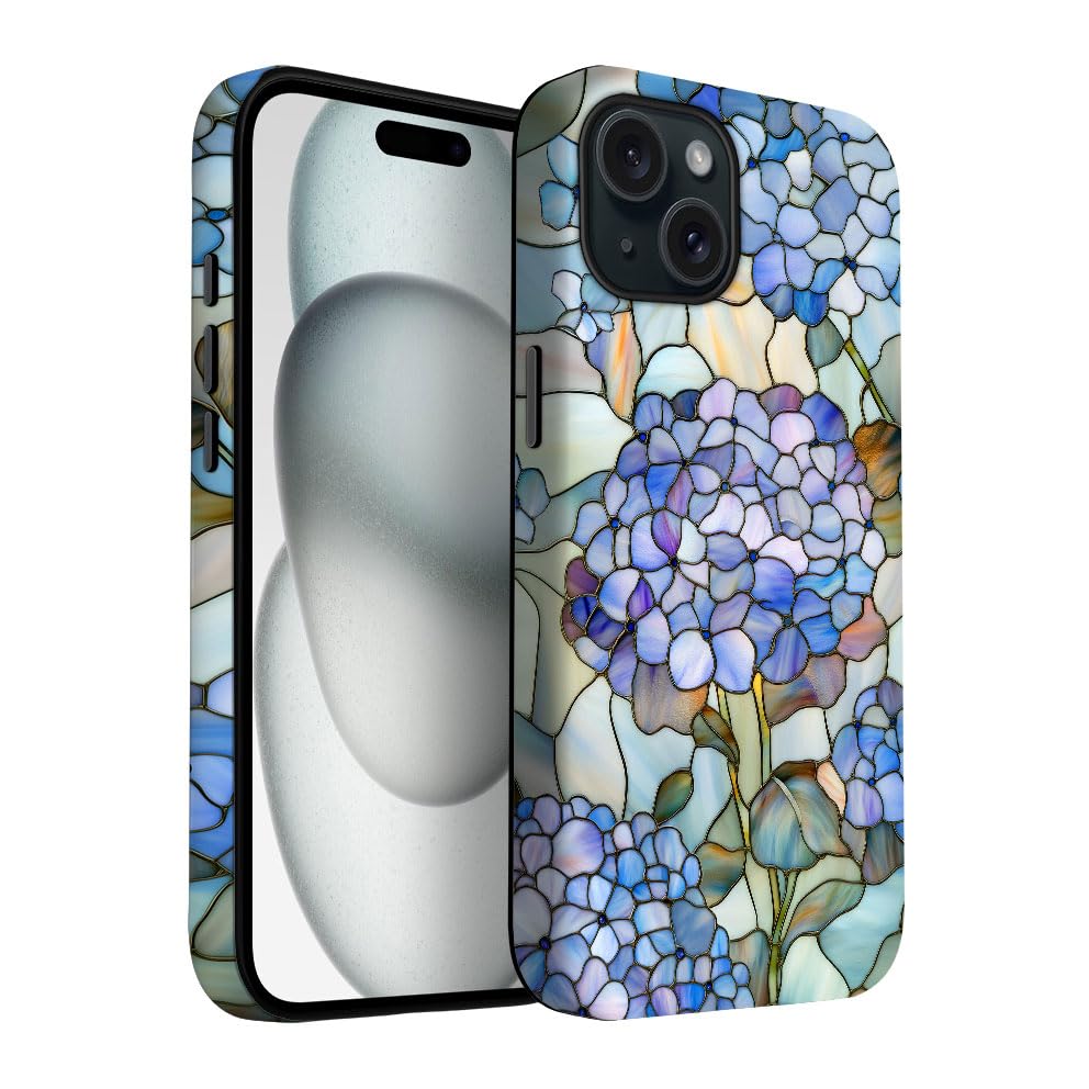 Yuzbira for iPhone 15 Case | Hydrangea Macrophylla | Slim Drop Protection Design