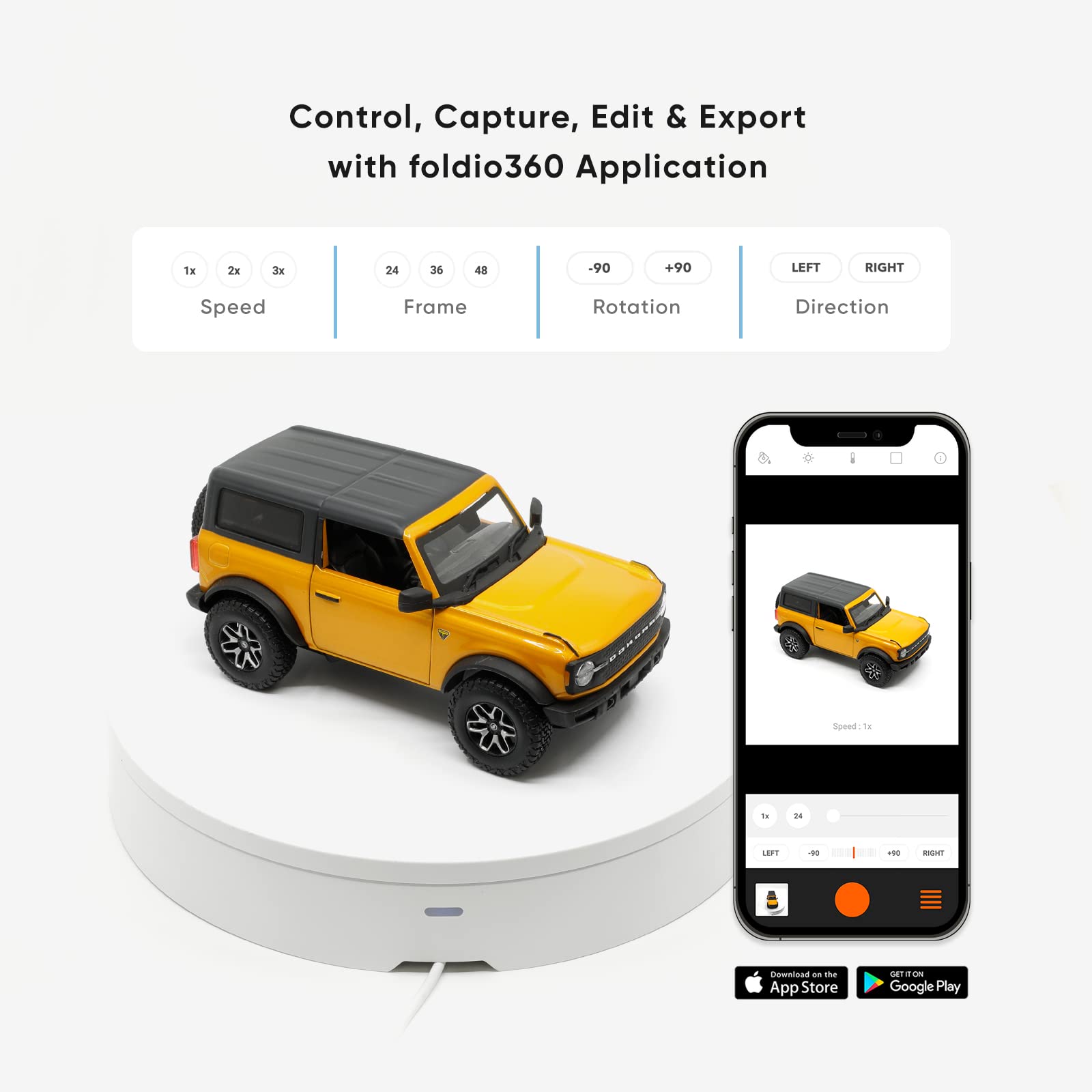 Foldio360 (Smart 360 Photography Turntable Controlled By Smartphone For 360 Product Photography/Create 360 Degree Images And Vid