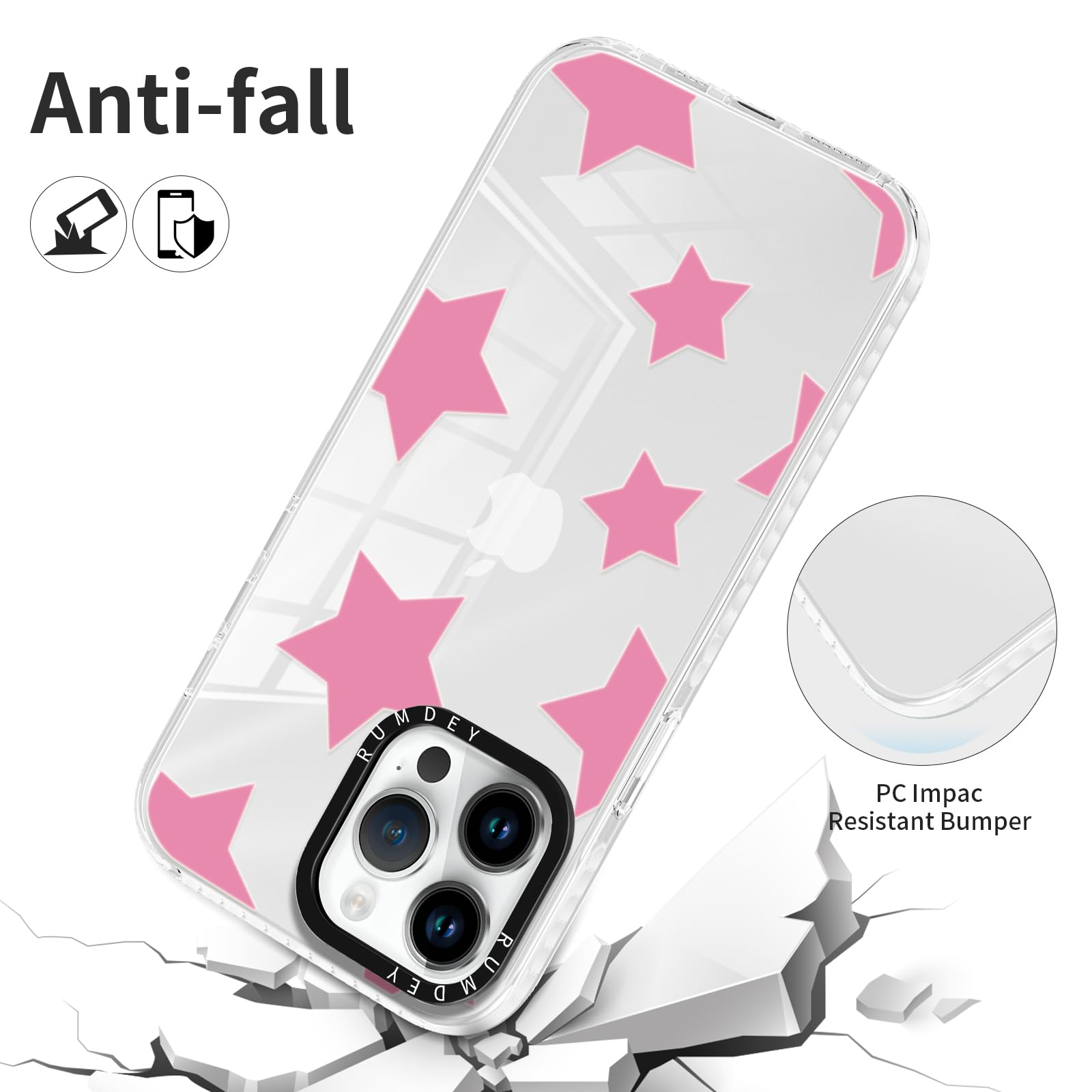 Rumdey 2 Pack Cute Star Girls Woman Phone Case Aesthetic For Apple Iphone 11 Pro 5.8 Inches, Silicone Soft Shockproof Tpu 2 Pcs