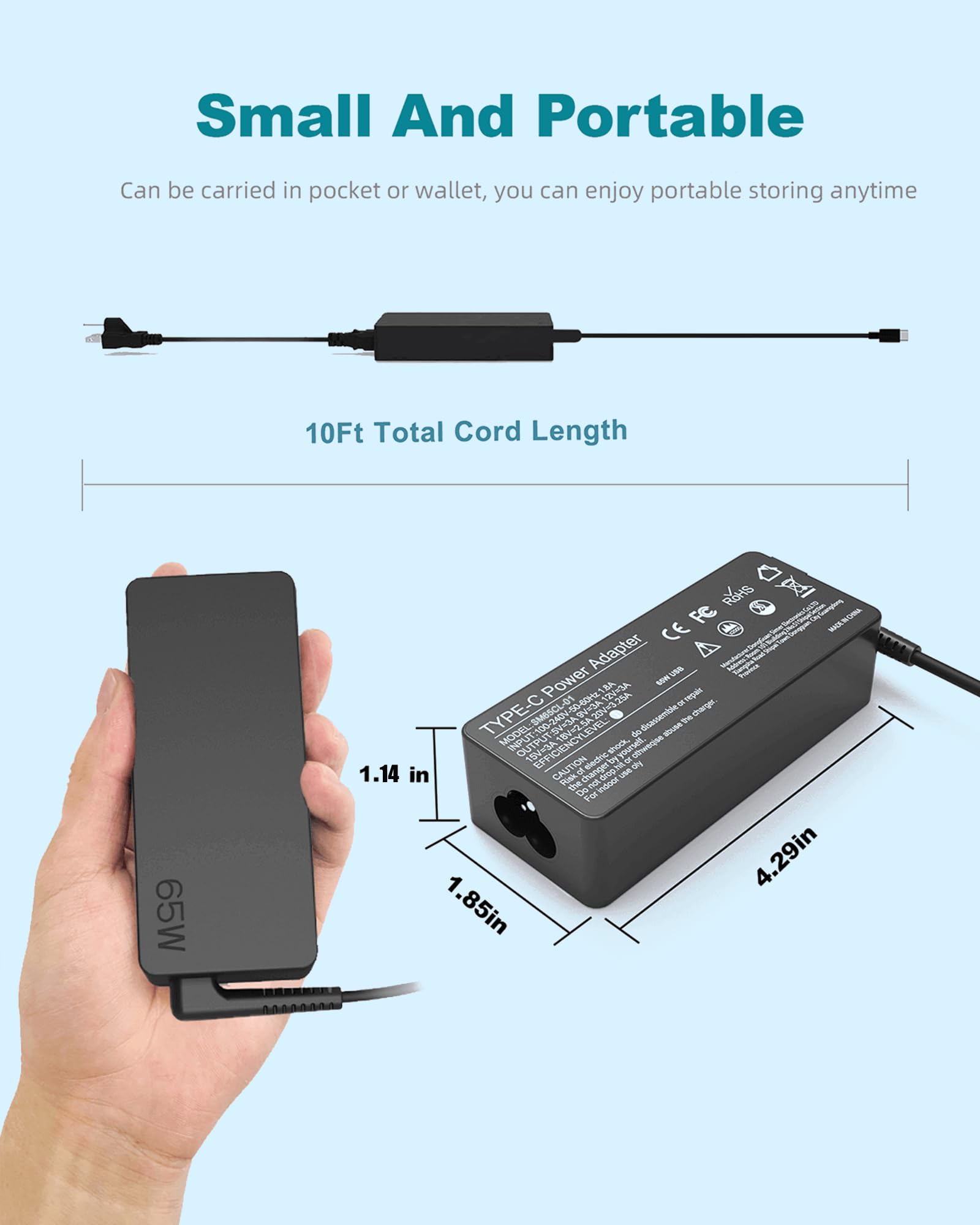 Usb Type C 65W 60W Laptop Charger For Dell Latitude 7410 7420 5330 5420 5520 7440 5530 7430 5540 5440 3540 Dell Chromebook 3100