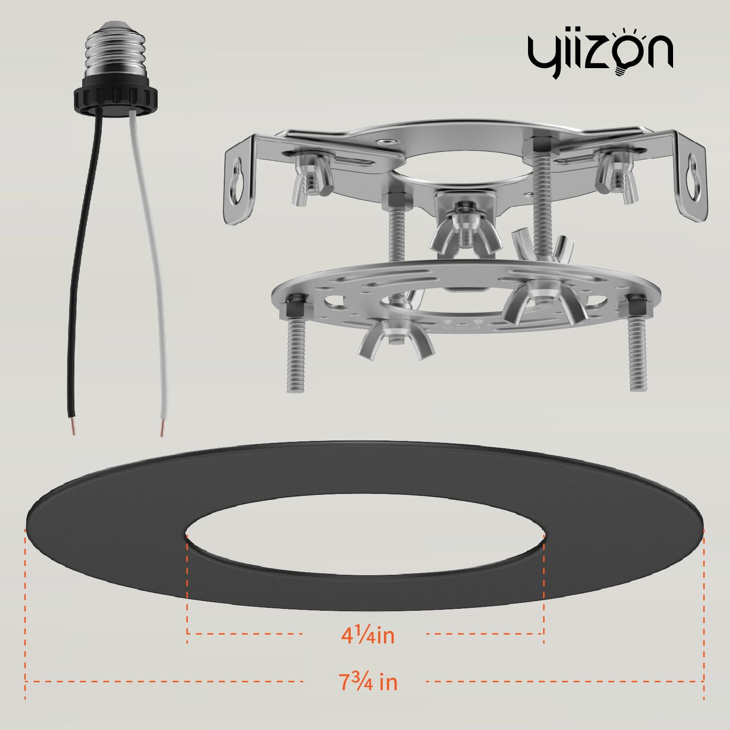 Yiizon R5 And 6 Recessed Can Light Conversion Kit, Ceiling Light Fixture Upgrade, Pendant & Hanging, 7 Inch Flat Steel Ceiling M