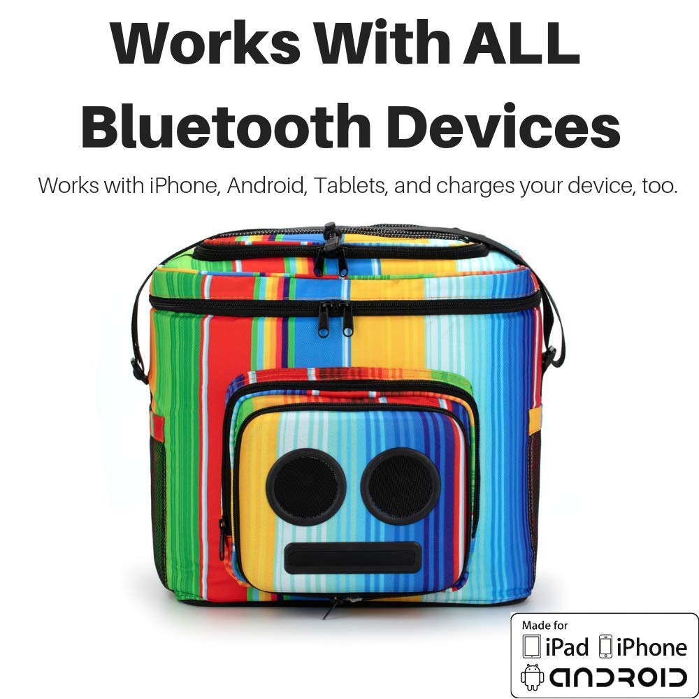 The #1 Cooler With Speakers & Subwoofer (Bluetooth, 20 Watt) For Parties/Festivals/Boat/Beach. Rechargeable Speaker Cooler, Work