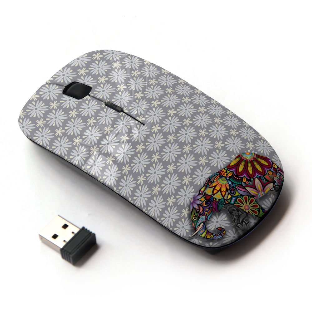 Koolmouse [ Optical 2.4G Wireless Computer Mouse [ Indian Elephant Vintage Floral ]