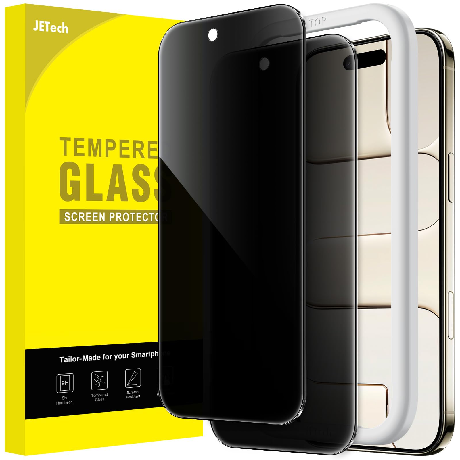 JETech Privacy Screen Protector for iPhone 17 Air, Anti-Spy Tempered Glass Film with Easy Installation Tool, 6.5-Inch Display, 2