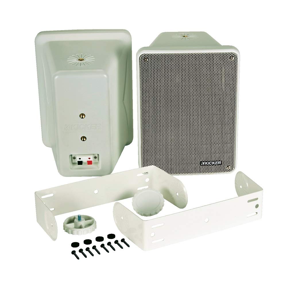 Kicker Kb6B 2 Way Full Range Indoor Outdoor Speakers (Pair) Weatherproof Speakers For Patio Garage Poolside In Home, 6.5 Inch Wo