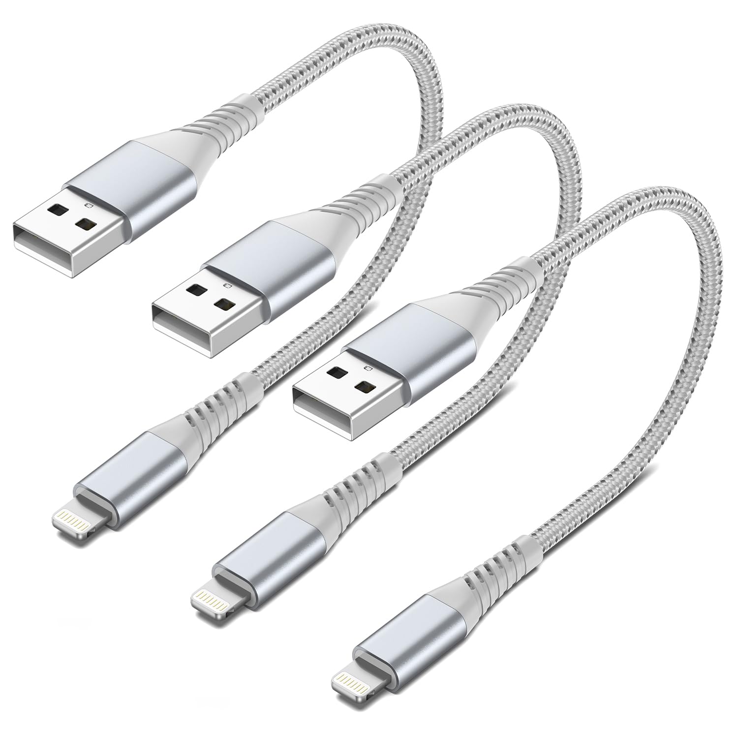 6 Inch Lightning Cable Short, 0.5 Ft 3 Pack Short Iphone Charger Cord Fast Charging Braided Usb A To Lightning Cable For Iphone 