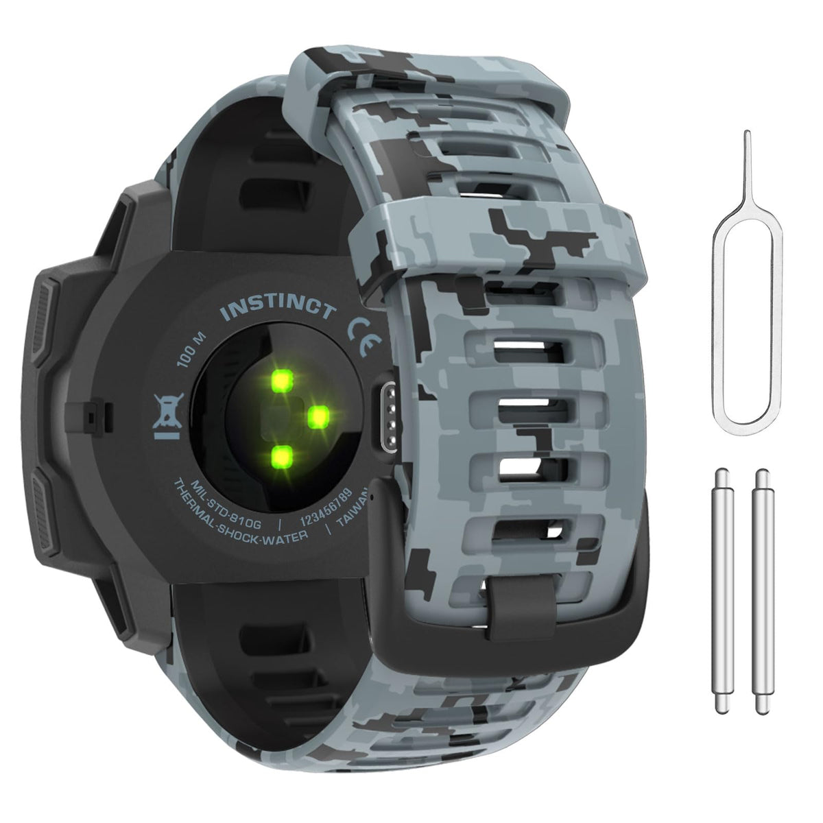 Moko Watch Strap Compatible With Garmin Instinct Esports/Solar/Tactical/Tide Military Watch,Soft Silicone Adjustable Replacement
