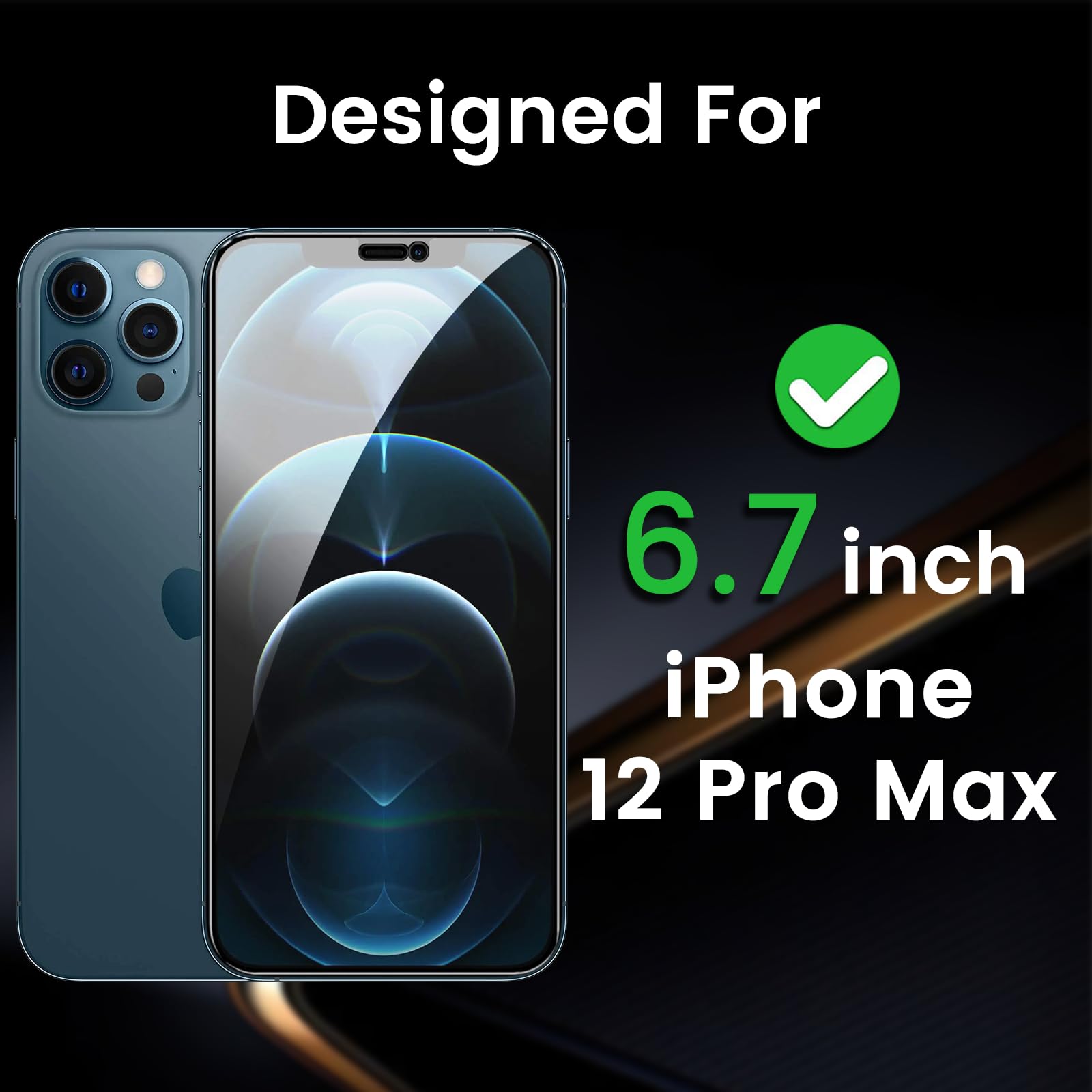 Nbiefuny 3 Pack Privacy Screen Protector For Iphone 12 Pro Max 6.7 Inch With 3 Pack Camera Lens Protector, Anti Spy Tempered Gla