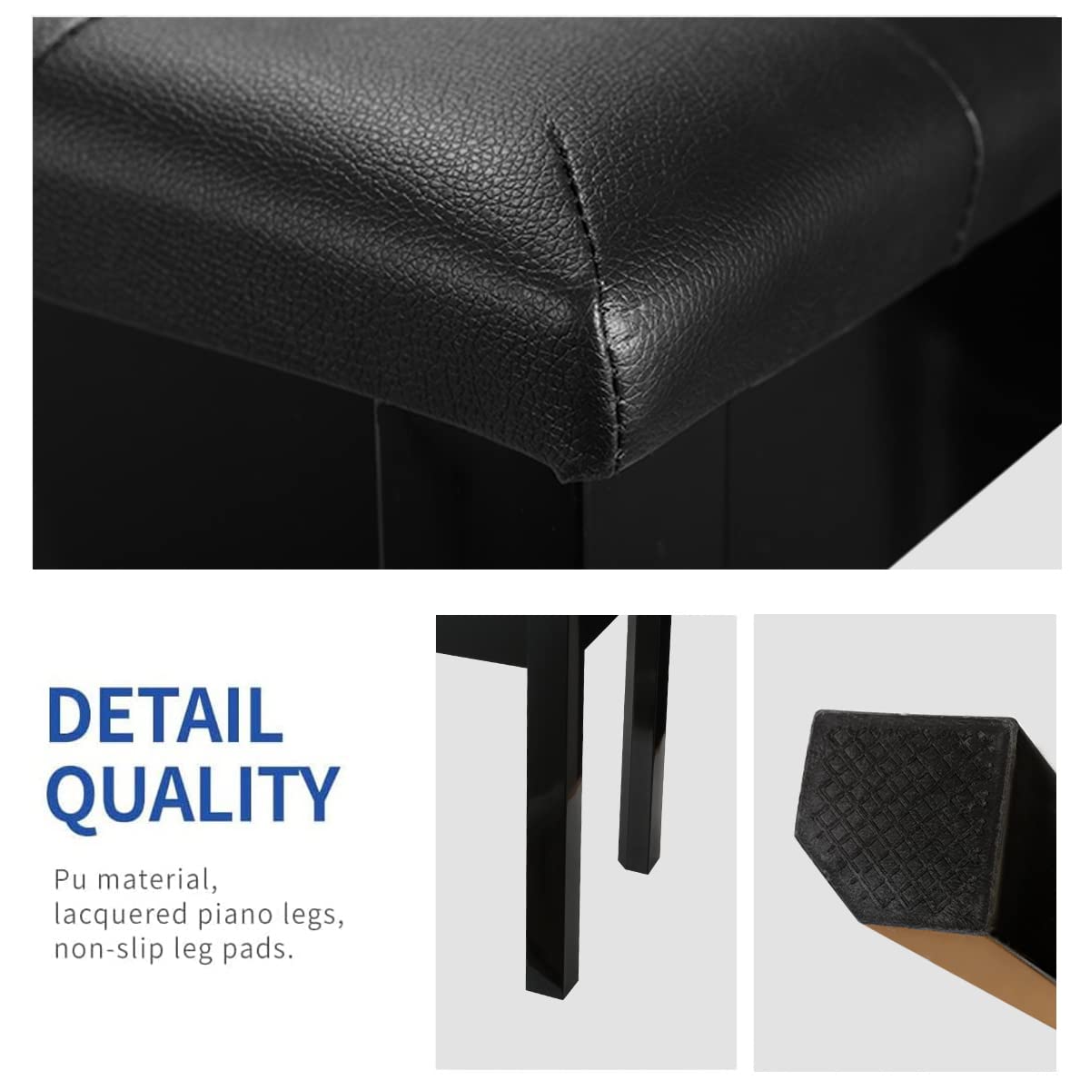 Aodsk Wooden Duet Piano Bench With Padded Cushion And Storage Compartment For Music Books 29.13''X12.99''X18.11''(Black) (Duet P