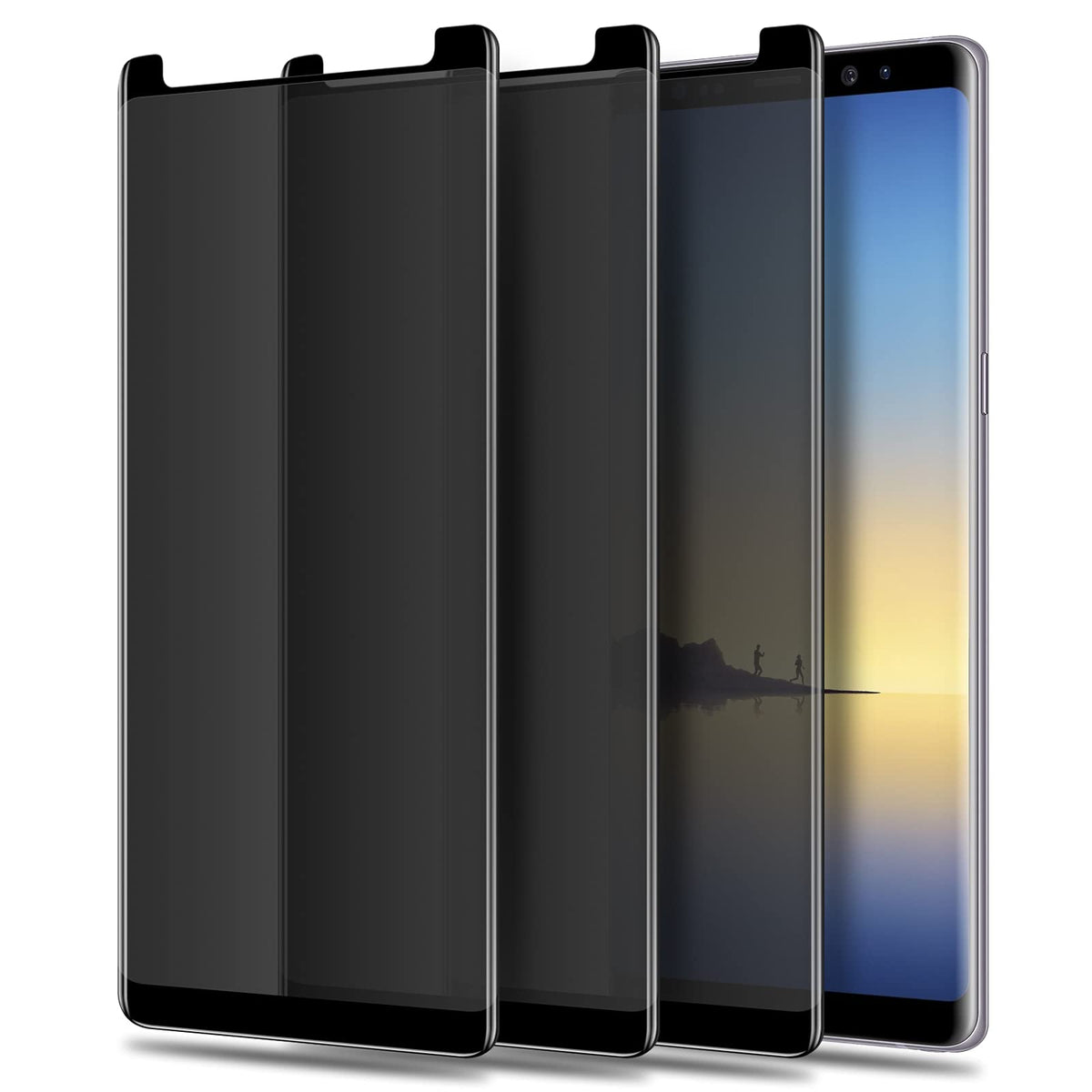 Lywhl 3 Pack Note 8 / Note 9 Privacy Screen Protector Anti-Spy, Tempered Glass Film For Samsung Galaxy Note 8 / Note 9, Black [Case Friendly] [9H Hardness] [Anti-Scratch] [Bubble Free]