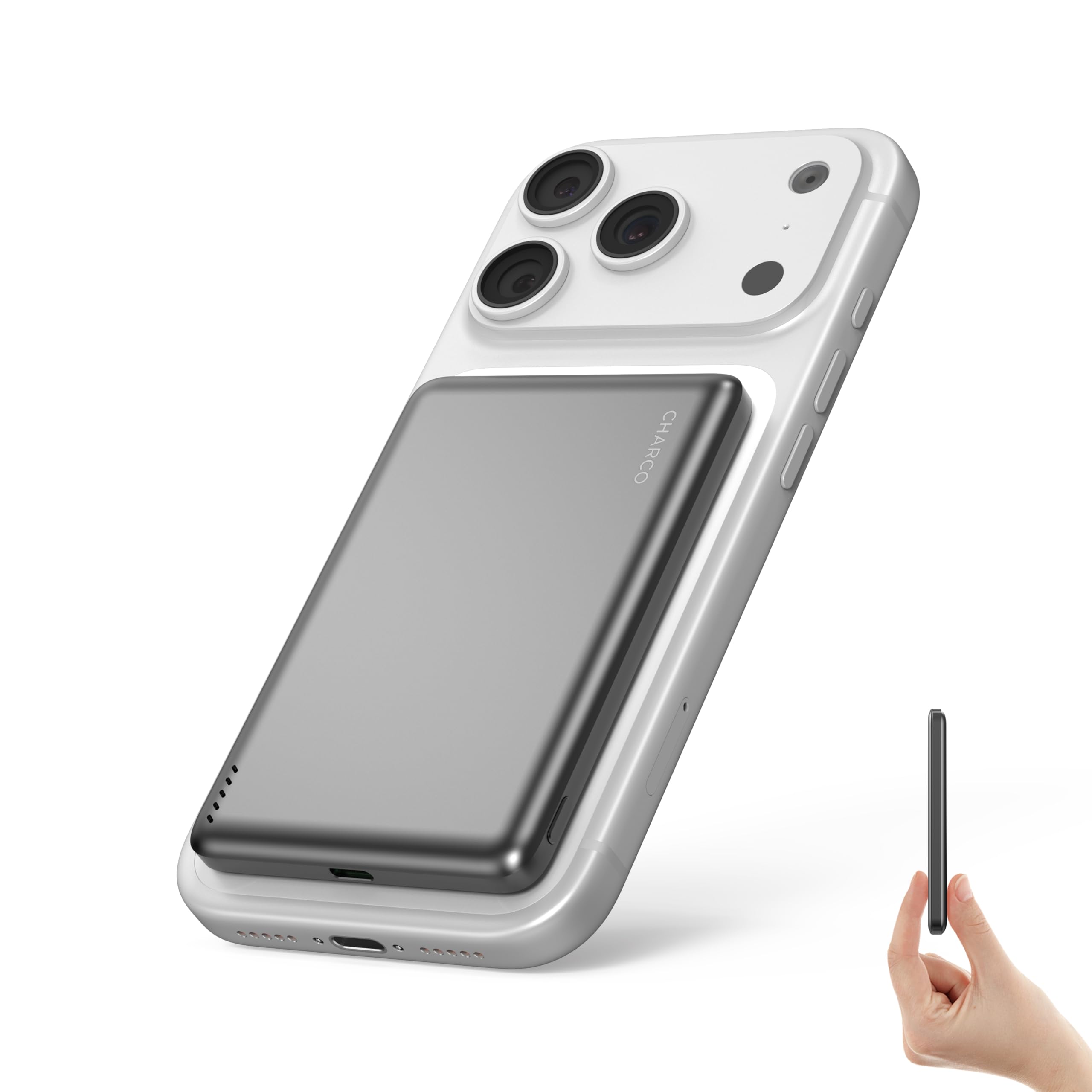 CHARCO Magnetic Power Bank for Magsafe Fast Charging, 5000mAh Wireless Portable Charger with Ultra Slim & Lightweight, Compatibl