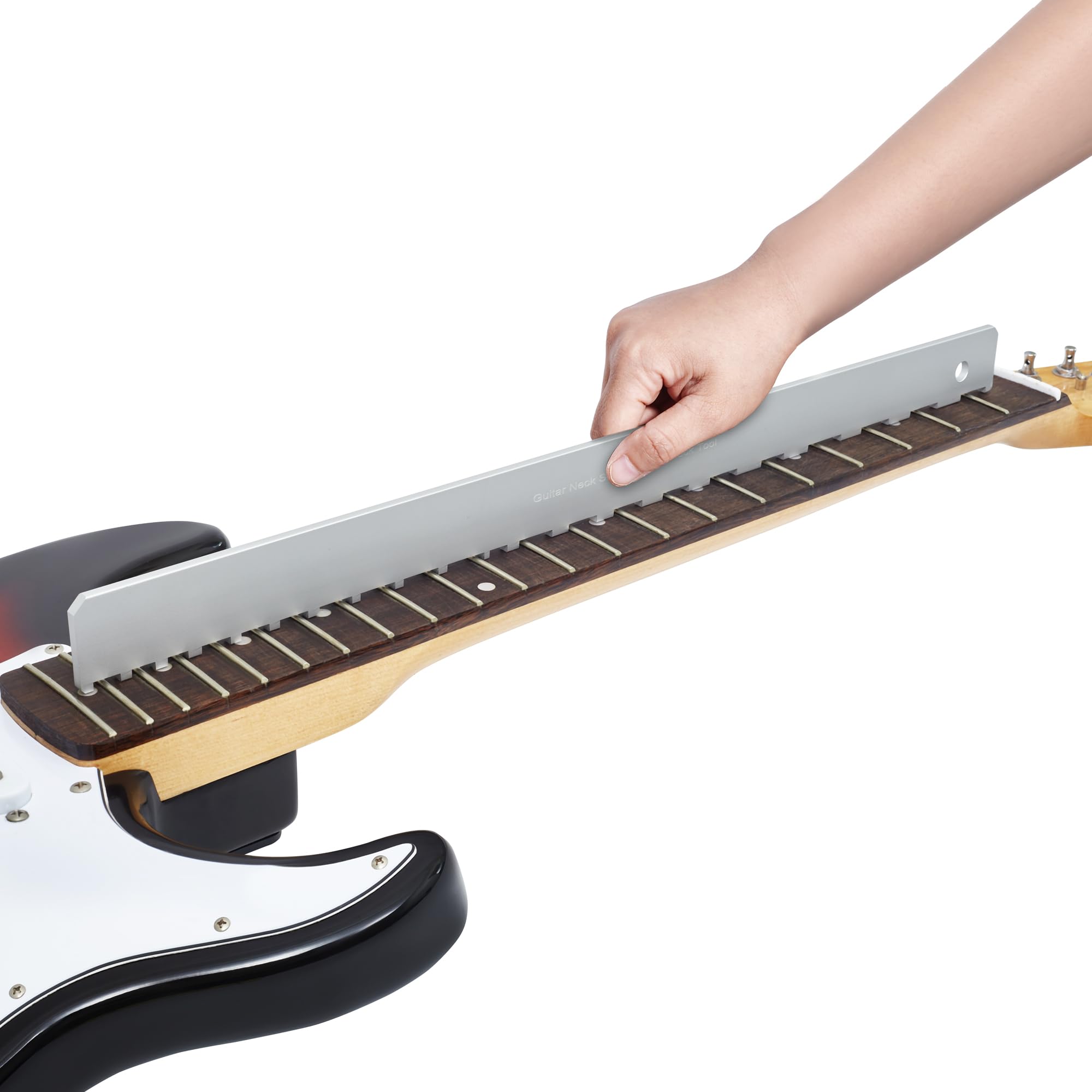 Frautron Guitar Neck Notched Straight Edge, 4Mm Thick Aluminum Guitar Neck Maintenance Setup Tool, Pro Luthiers Repair Tool For