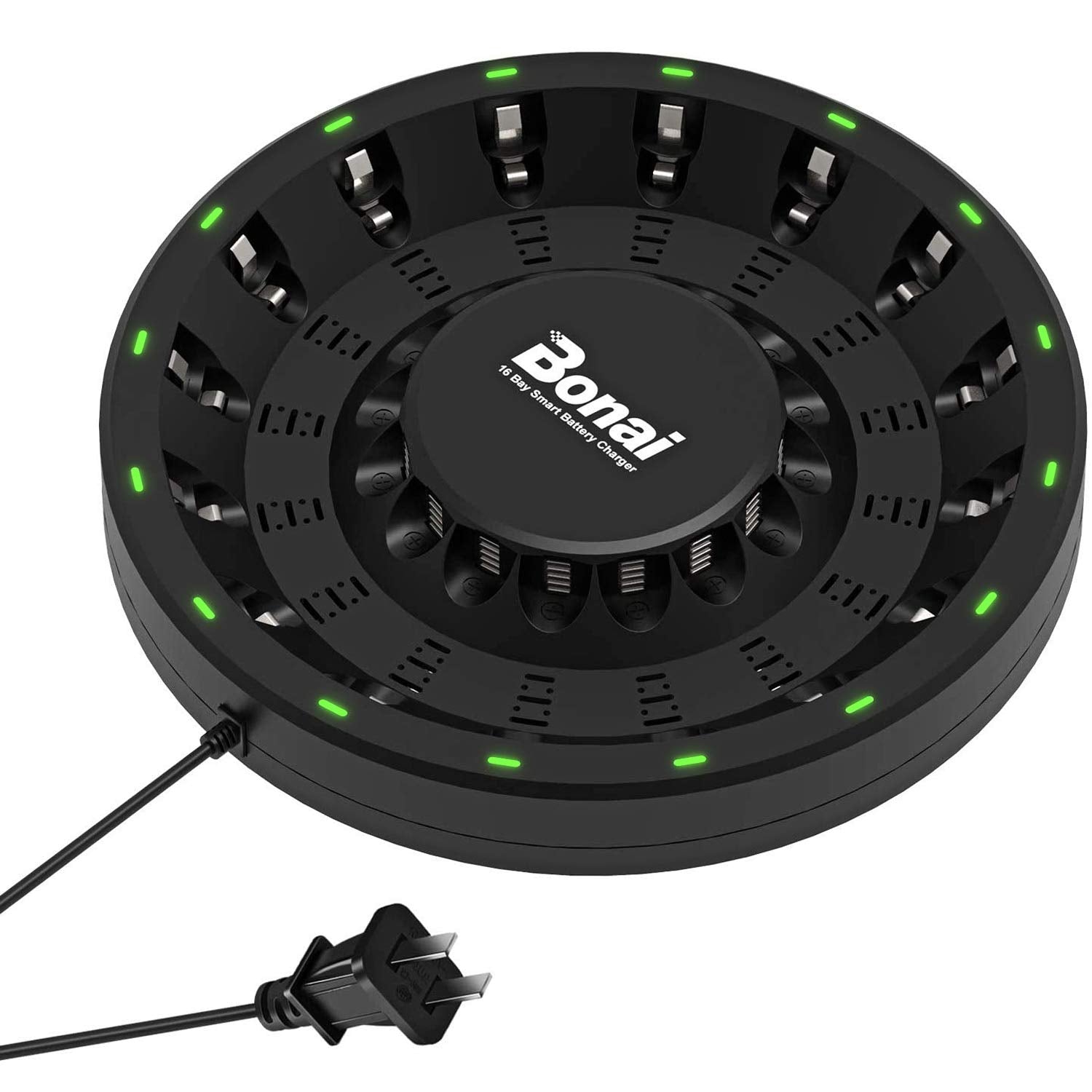 Bonai 16 Bay Rechargeable Battery Charger Aa Aaa Rechargeable Round Battery Charger For Nimh Nicd Aa Aaa Batteries With Smart Le