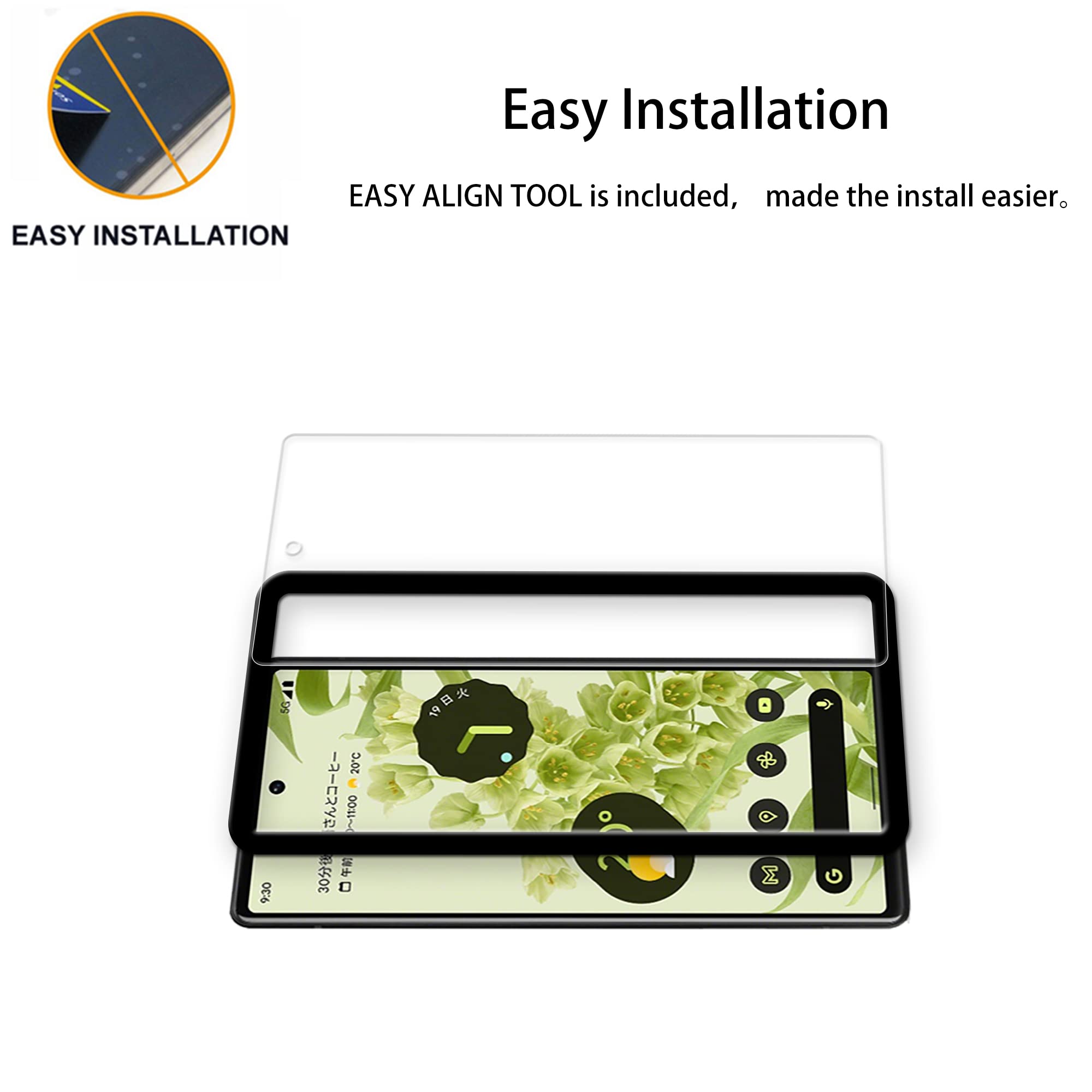 Hkkais Easy Alignment Frame Designed For Google Pixel 6 Tempered Glass Screen Protector 2 Pack Camera Lens Protector Film 2 Pack