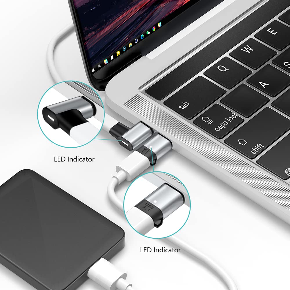Sheeast Magnetic Usb C Adapter Straight Connector And Magnetic Usb C Adapter Right Angle 24 Pin Adapter Male To Female 100W Pd F