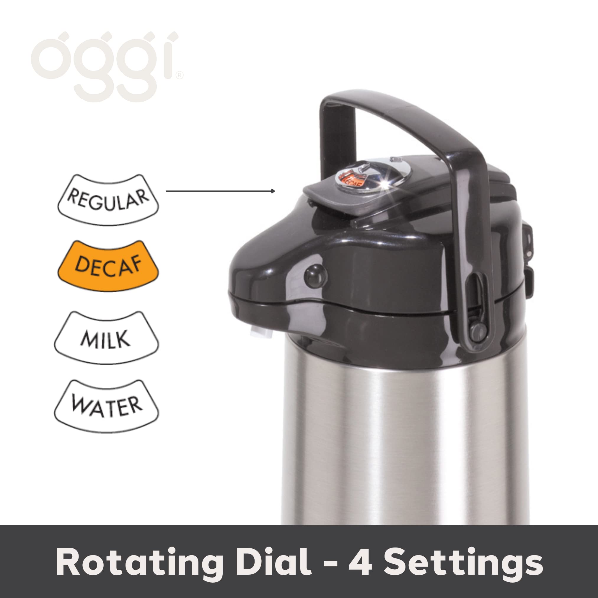 Oggi Pumpmaster 64Oz Stainless Steel Carafe W/Lever Action Pump  Vacuum Container, Thermal Coffee Carafe, Insulated Coffee Caraf