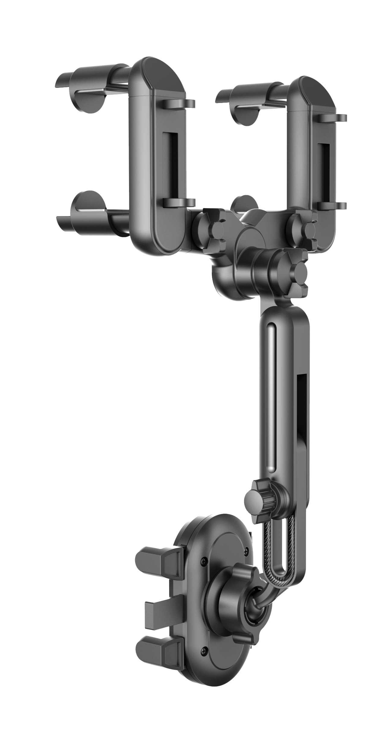 Rearview Mirror Phone Holder For Car, Upgraded Car Phone Mount For Rear View Mirror With Adjustable Design 360Rotatable And Retr