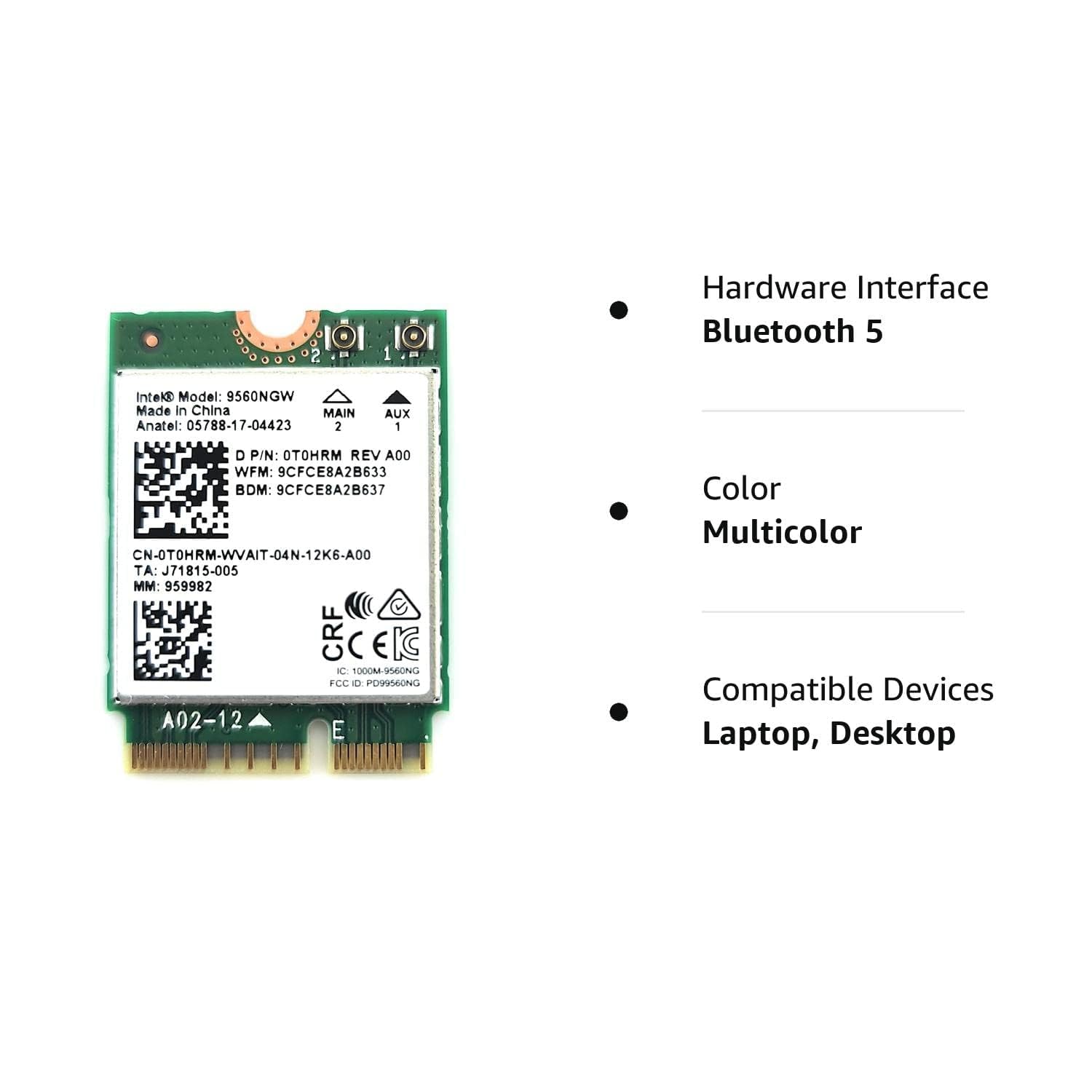 Intel Wireless Ac 9560, M.2 2230, 2X2 Ac+Bt, Gigabit, No Vpro (9560.Ngwg.Nv)