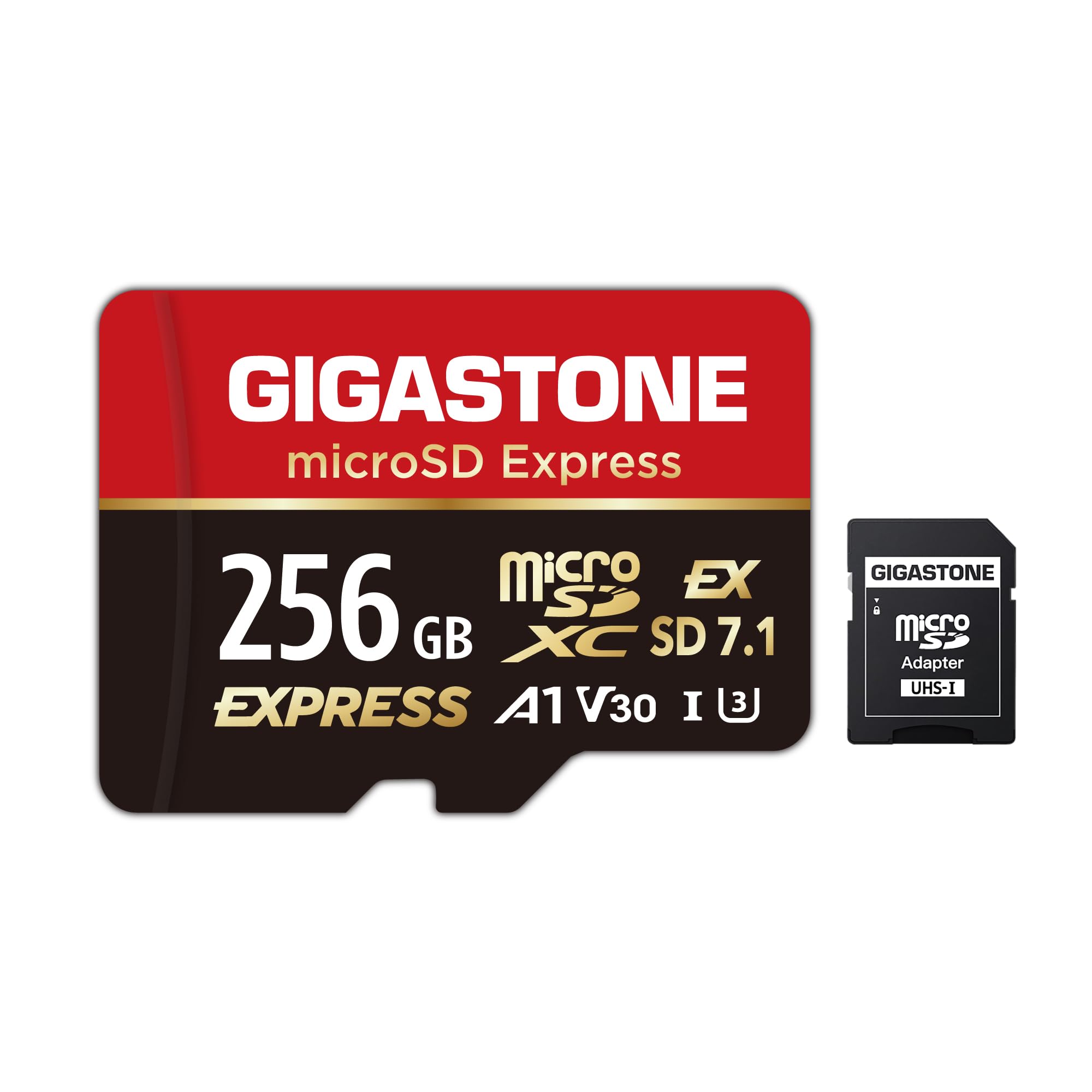 ?Designed for Switch 2? GIGASTONE 256GB microSD Express, MicroSDXC Express Memory Card SD 7.1 Speed up to R/W 880/650MB/s Compat