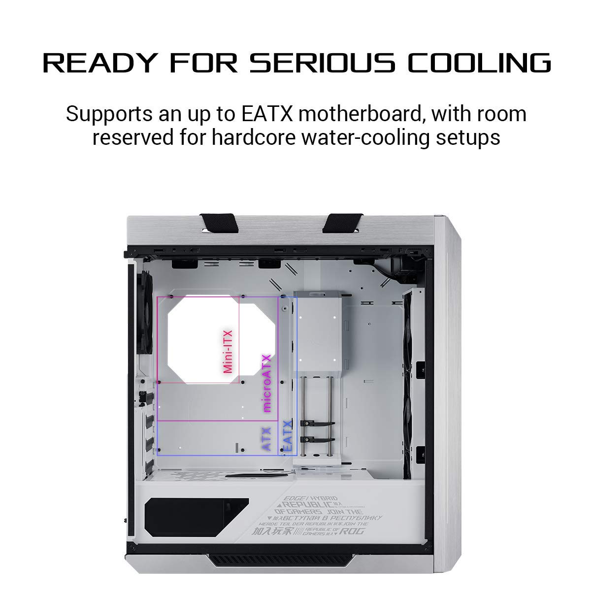 Asus Rog Strix Helios Gx601 White Edition Rgb Mid Tower Computer Case For Atx/Eatx Motherboards With Tempered Glass, Aluminum Fr