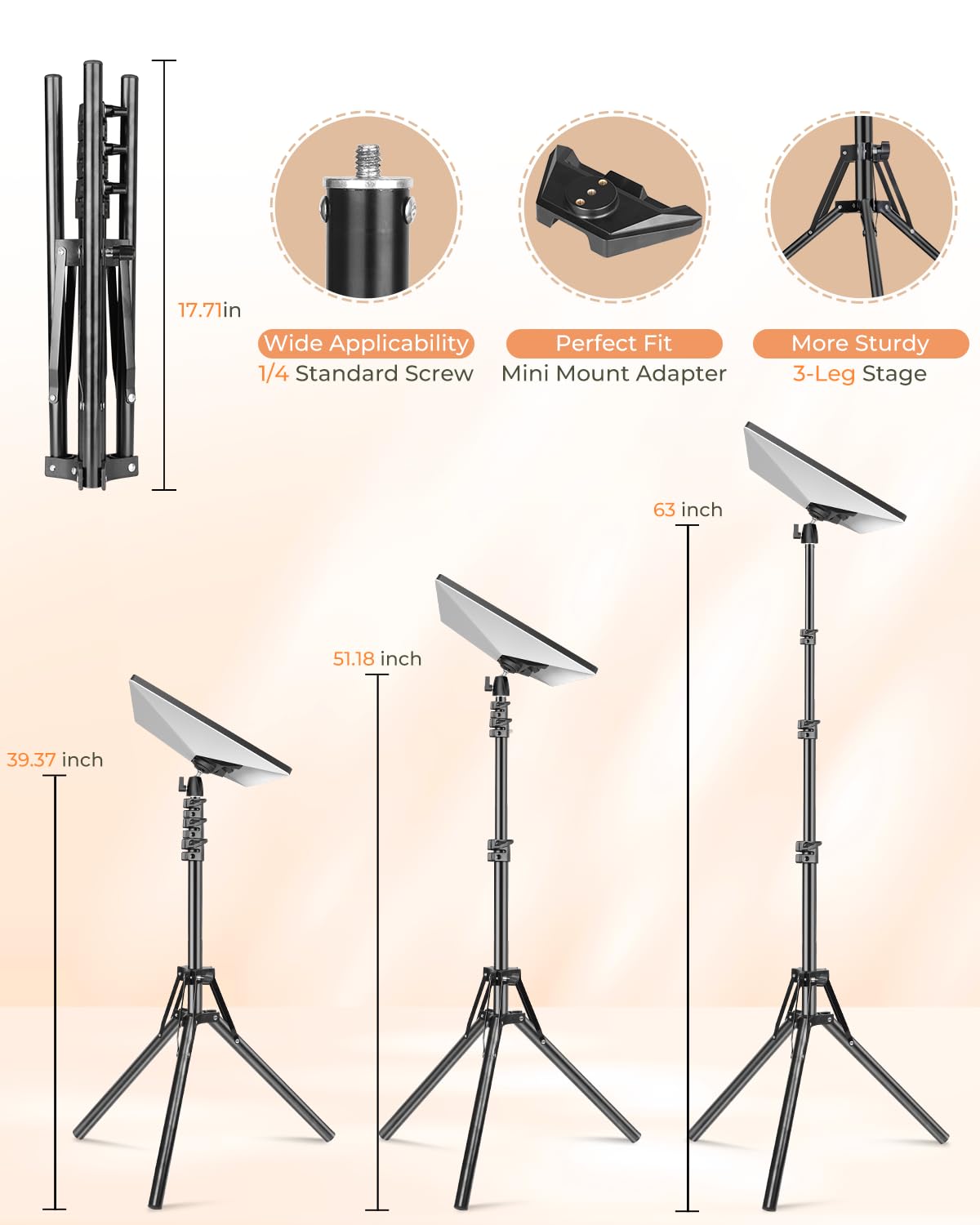 Starlink Mini Tripod Mount With Adapter, 3 Level Adjustable Height And 360 Tilt Compatible With Starlink Mounting Kit, Starlink