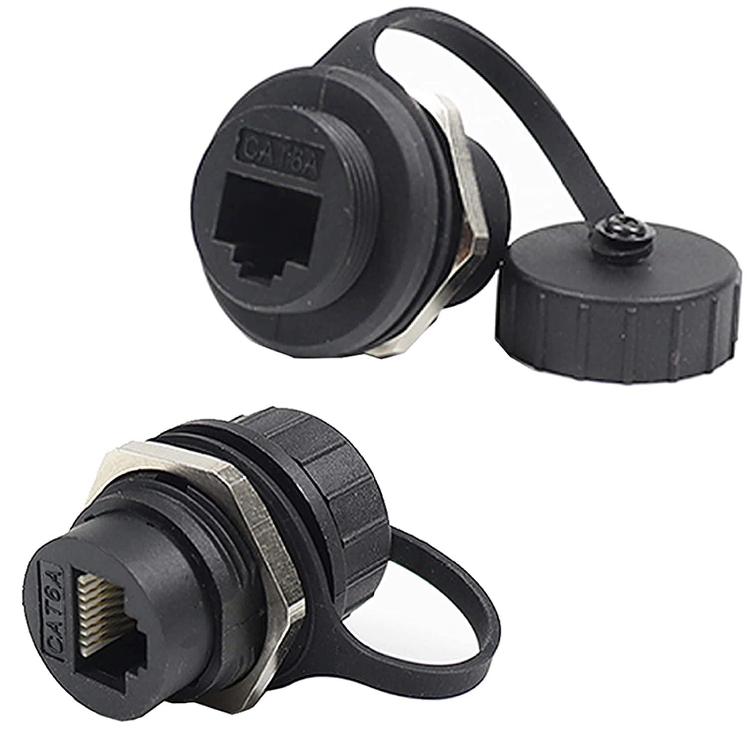 Penglin 2Pack Waterproof Rj45 Shielded Panel Mount Coupler, Cat6A Ethernet Lan Pass Through Connector, Ip67 Female To Female Bul