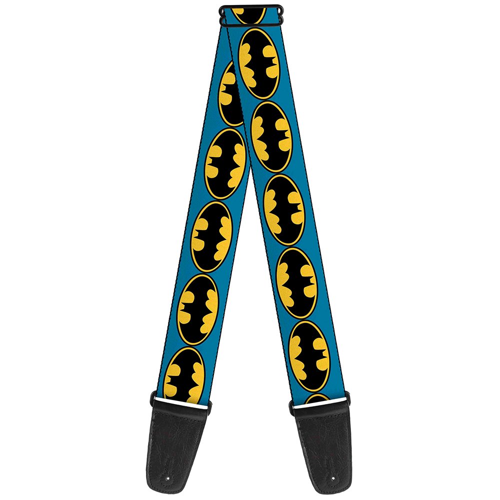 Buckle-Down Guitar Strap - Bat Signal-3 Blue/Black/Yellow - 2 Wide - 29-54 Length