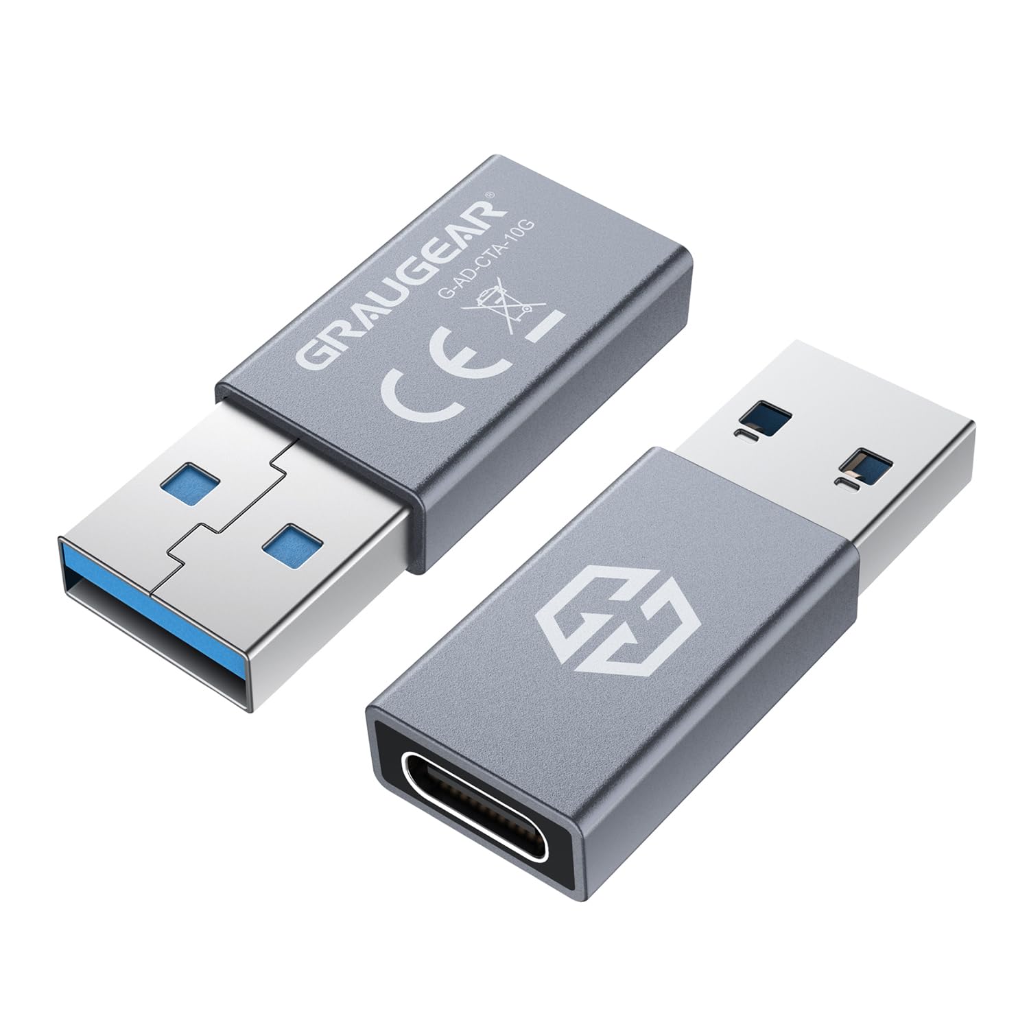 GRAUGEAR USB-C to USB Adapter Double Sides USB-C 10 Gbps Data Transfer USB 3.2 Gen 2 Type-C Female to Type-A Male USB to USB-C U