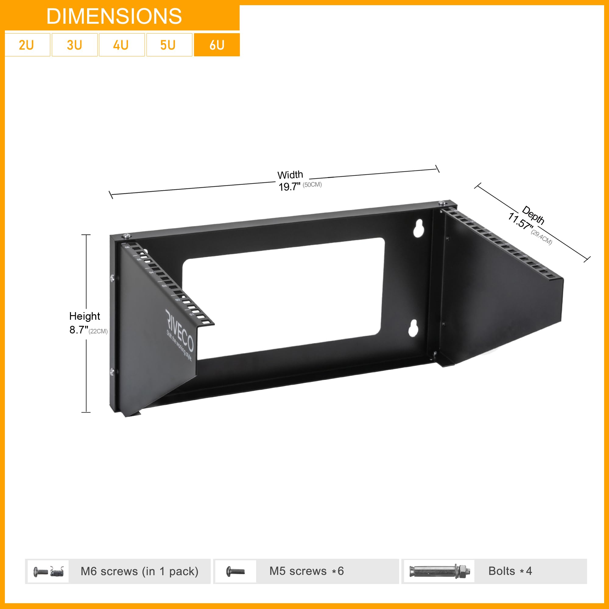 Riveco 6U Wall Mount Rack For Network| Reinforced Heavy Load 66 99 Lbs Small Server Racks Vertical & Horizontal Mounting For 19