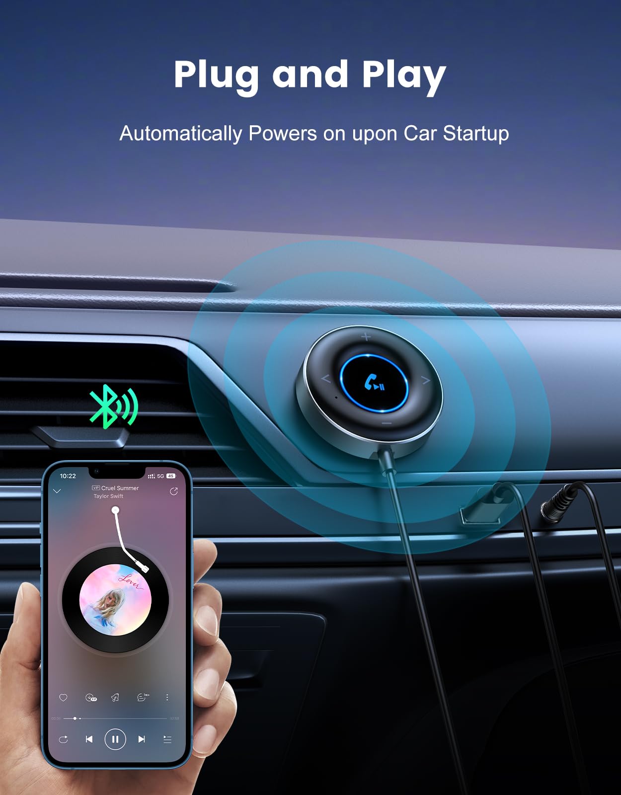 Riwusi Bluetooth Aux Adapter For Car, [Plug And Play] Bluetooth 5.3 Receiver, 3.5Mm Aux Bluetooth Car Adapter For Home Stereo/Sp