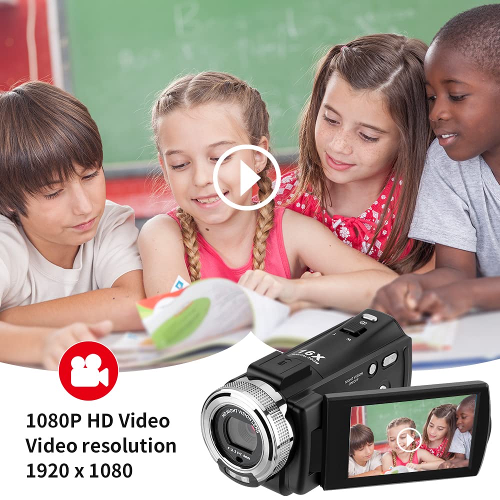 Ordro Camcorders Hdv V12 Hd 1080P Video Camera Recorder Infrared Night Vision Camera Camcorders With 16G Sd Card And 2 Batteries