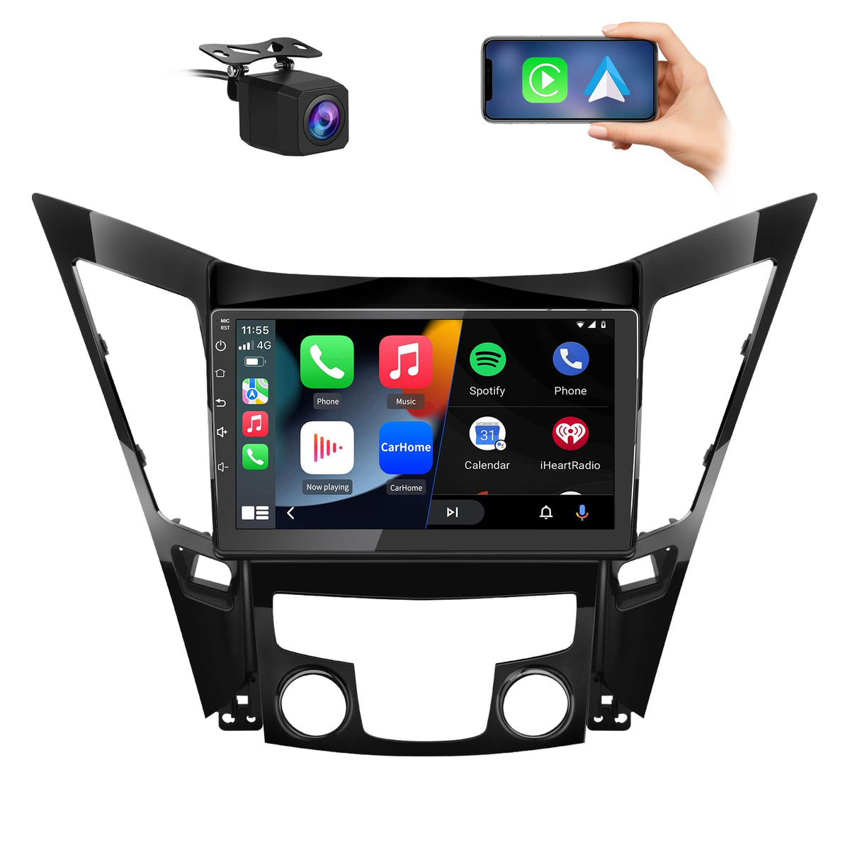 Android 13 [2Gb+64Gb] Car Radio Compatible For Hyundai Sonata 2011 2015 With Reverse Camera, 9 Inch Touch Screen With Gps/Fm/Wif
