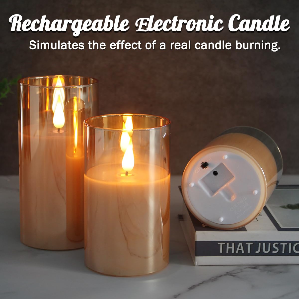 Ledholyt Rechargeable Flameless Candle, Flashing Led Pillar Real Wax Candle With Remote Control And Timer, Upgraded Teardrop Wic