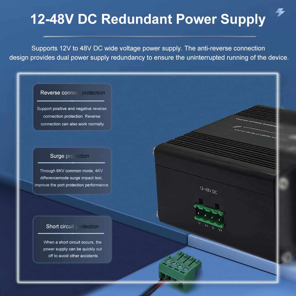 Mini Industrial Switch 10 Ports Gigabit Switch Hardened 10 Port Rj45 10/100/1000Mbps Ethernet Switch Din Rail Mount Outdoor Ethe