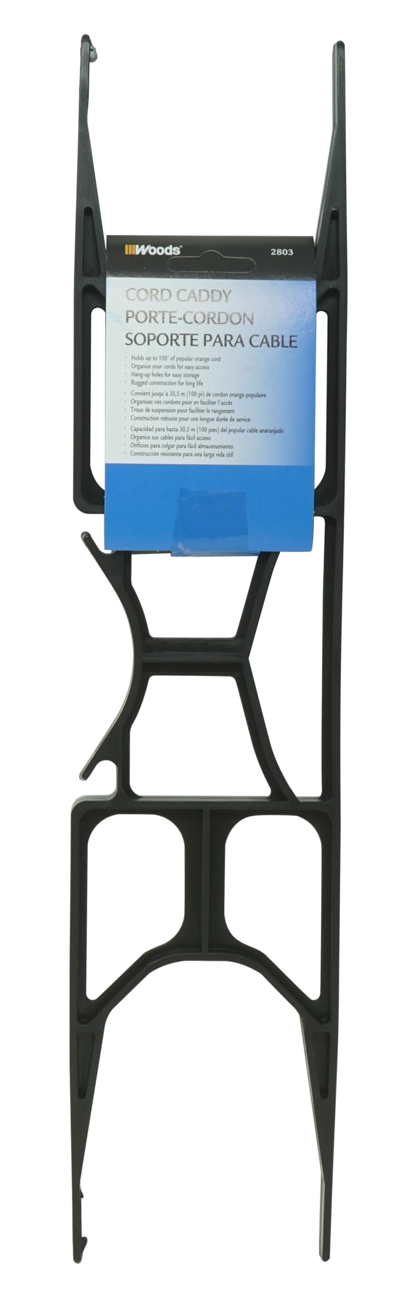 Woods Light Duty Extension Cord Wrap, Holds Up To 100Ft 16/3 Cord, H Frame Cord Reel, Black, 2803