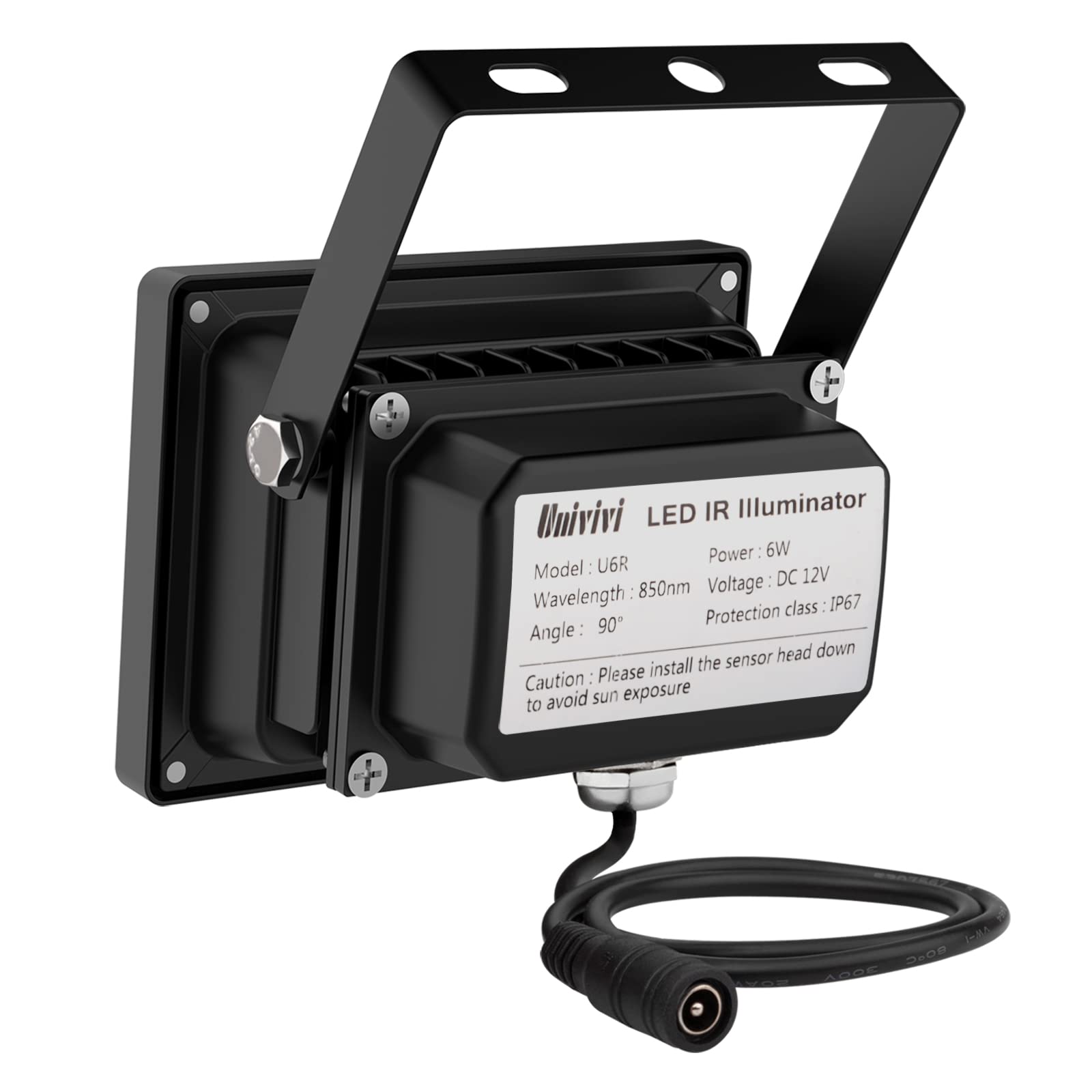 Univivi Infrared Illuminator, 850Nm 6 Leds 90 Degree Wide Angle Ir Illuminator For Night Vision, Waterproof Led Infrared Light F