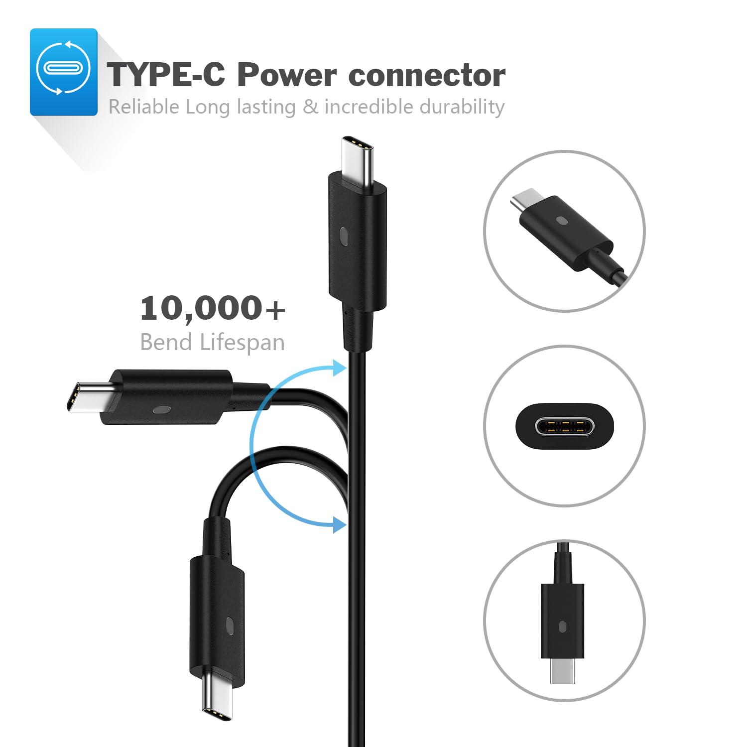 90W Usb C Dell Laptops Charger, Fast Charger Type C For Dell Xps 13 9365 9360 9370 Latitude7420 7320 7390 Latitude 3400,3500, 5289,5300 2In1 Adapter Type Usb C Charing Include Power Cord