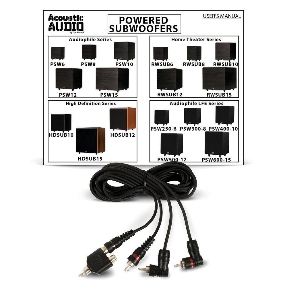 Acoustic Audio Psw250 6 Home Theater Powered 6.5'' Lfe Subwoofer Black Front Firing Sub,250 Watts