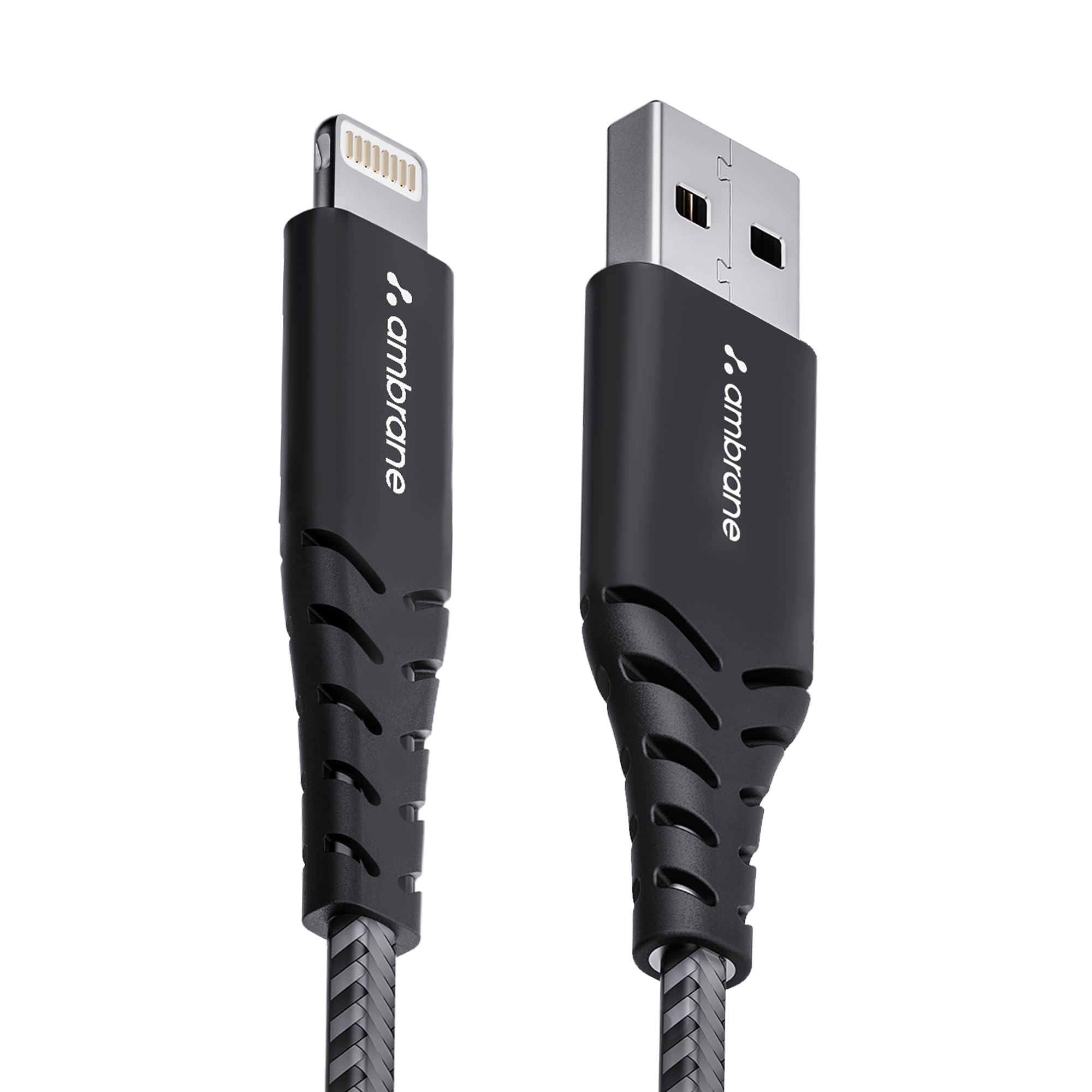 Ambrane USB to Lightning 3A Fast Charging Braided Cable Compatible for iPhone 14,13, 12,11, X, 8, 7, 6, 5, iPad, Macbook, iMac, 