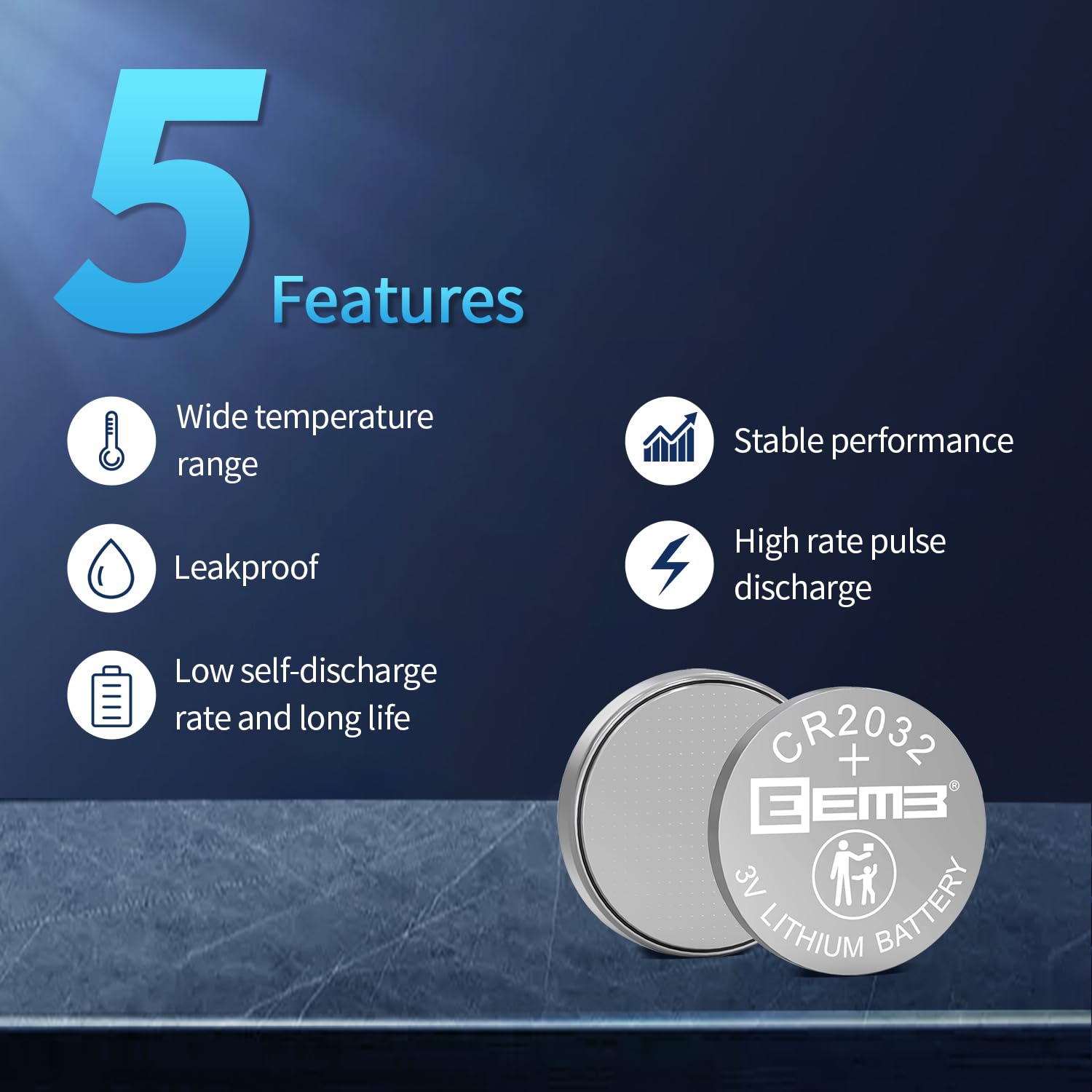 Eemb 10Pack Cr2032 Battery 3V Lithium Battery Button Coin Cell Batteries 2032 Battery Dl2032, Ecr2032, Lm2032 For Remotes Watche