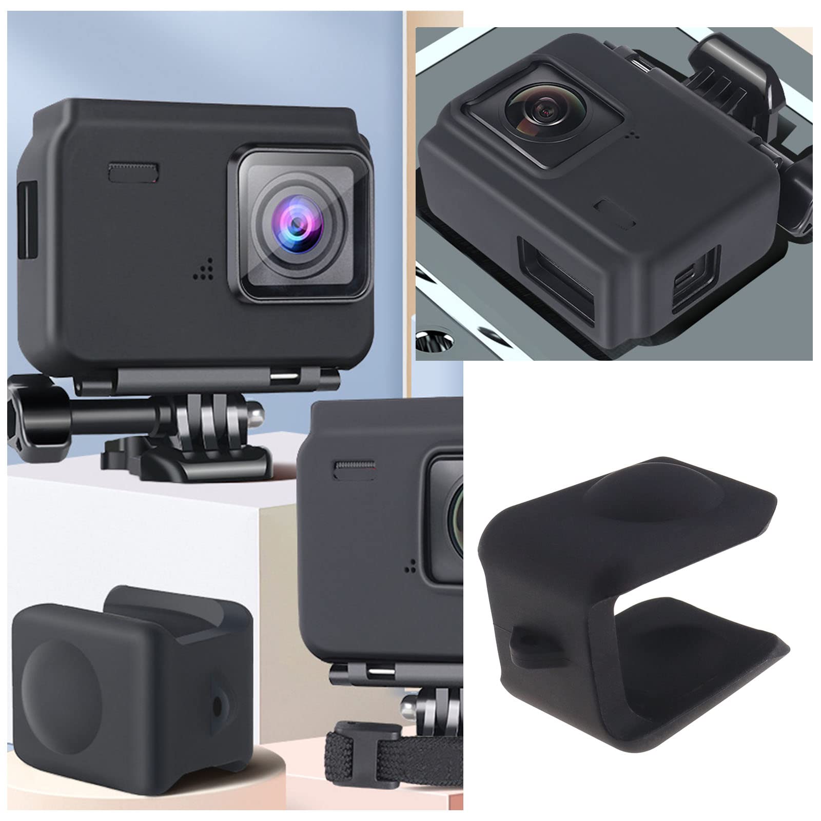 Create Idea Set With 2Pcs Mini Case Lens Cap Replacement Compatible With Insta360 One R/Rs Action Camera Silicone Lens Cover Acc