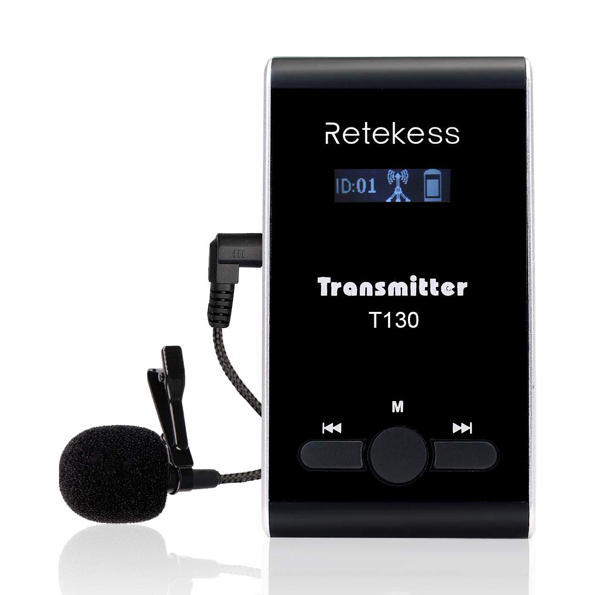 Retekess T130 Wireless Tour Guide Transmitter,Lavalier Microphone,99 Channel,Church Translation Transmitter for Interpretation T