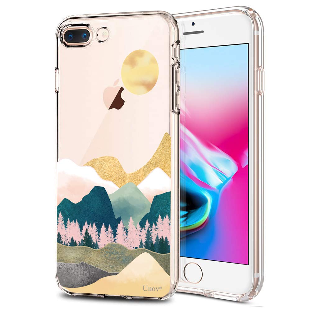 Unov Case Compatible With Iphone 8 Plus Iphone 7 Plus Case Clear With Design Embossed Pattern Tpu Soft Bumper Shock Absorption S