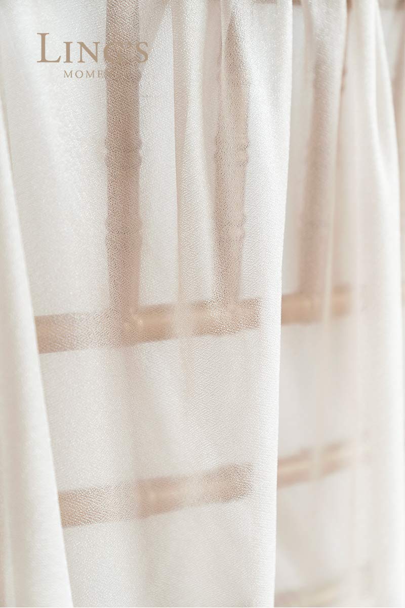 Ling'S Moment 32Ft X 30'' Extra Long Wrinkle Free Wedding Arch Chiffon Draping Fabric Sheer Hanging Drapes, Beige Curtain Weddin